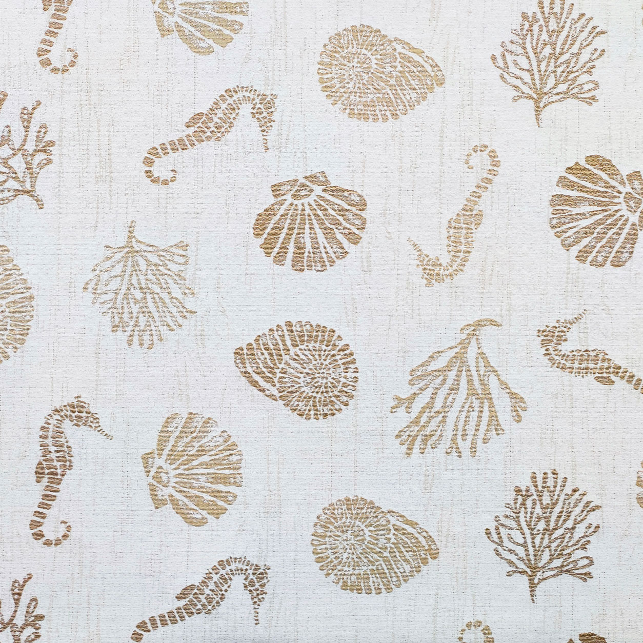 Tessuto arredo al metro jacquard conchiglie beige