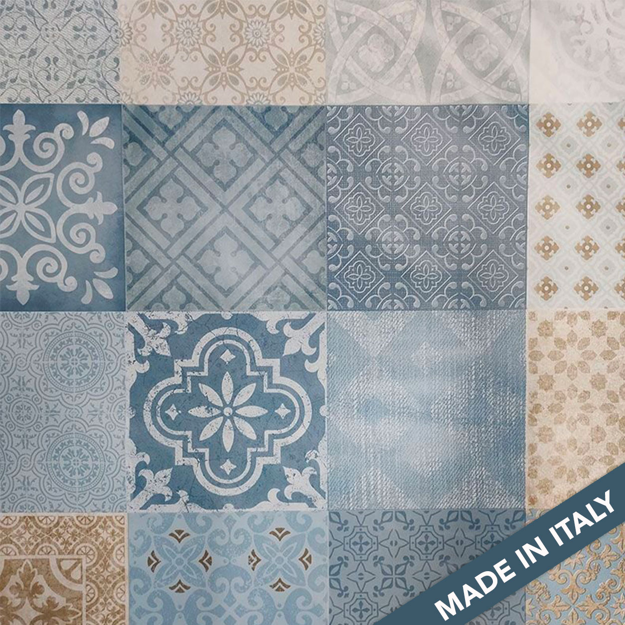 Tovaglia Plastificata Mattonelle Greche Azzurre Image