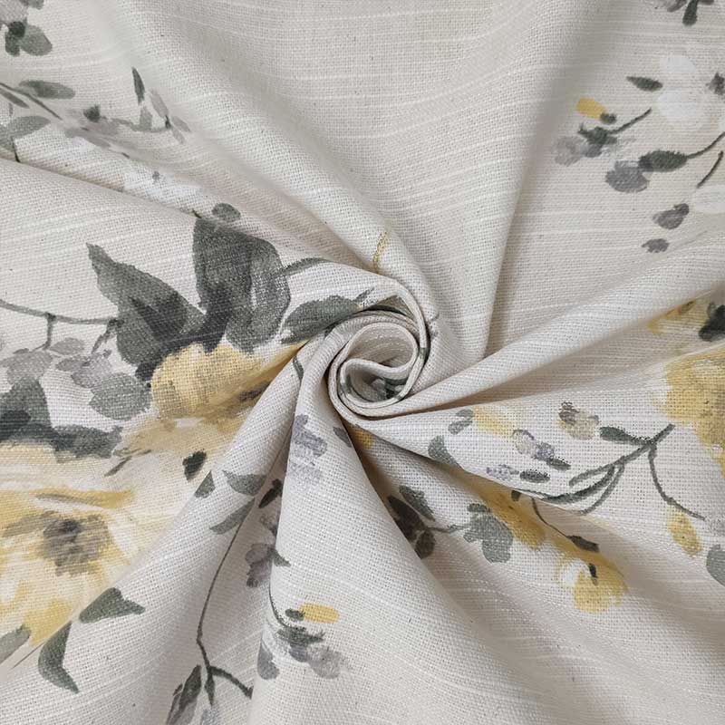 Tessuto cotone arredo fiore medio ocra