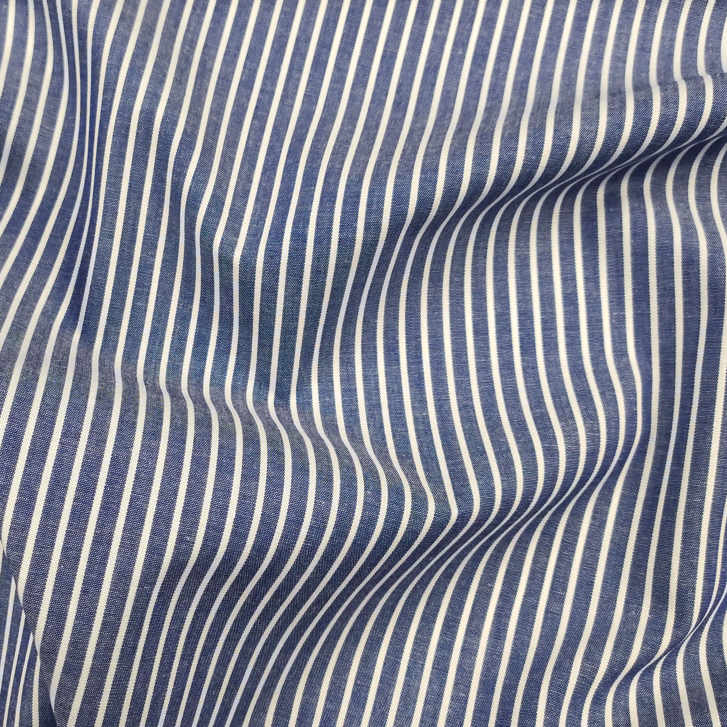 Cotone Blu Riga Bianca per Camiceria