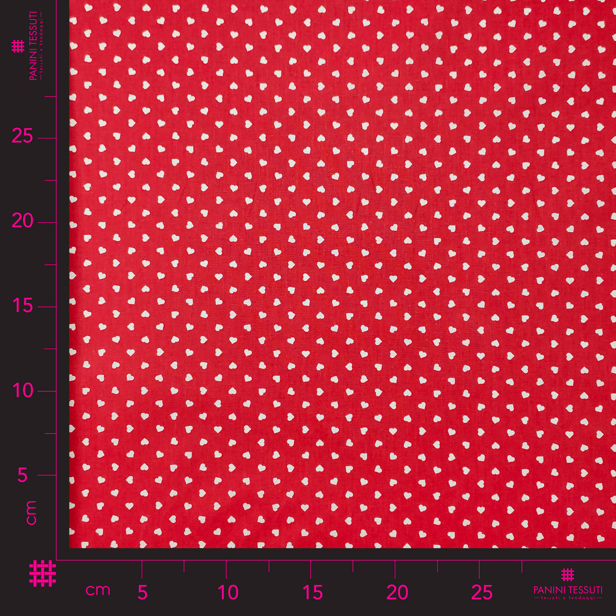 Cotone tessuto per abbigliamento percallino cuori bianchi sfondo rosso