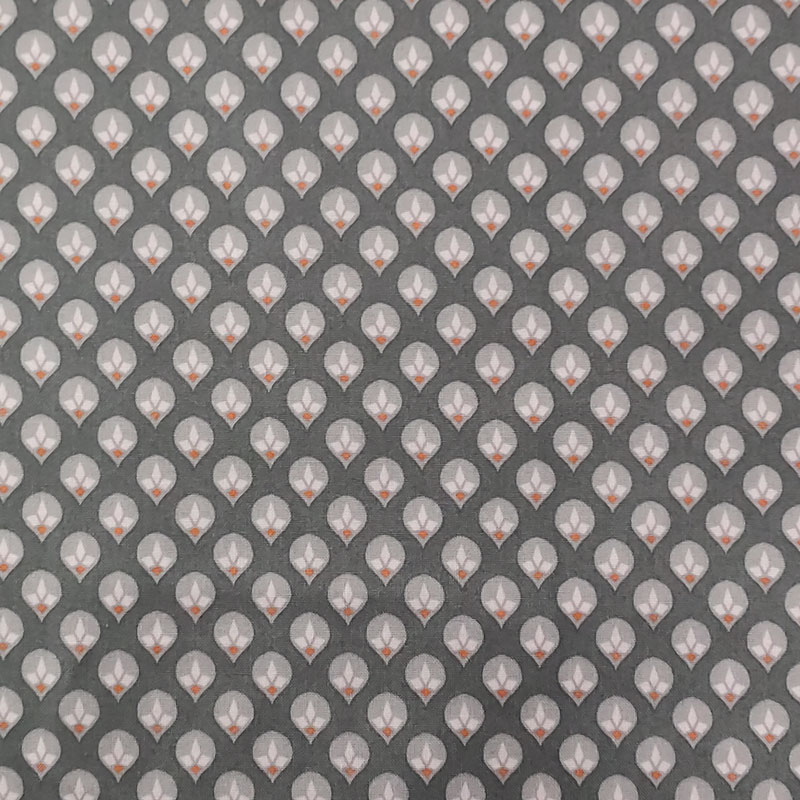 Tessuto cotone gocce di rugiada grigio
