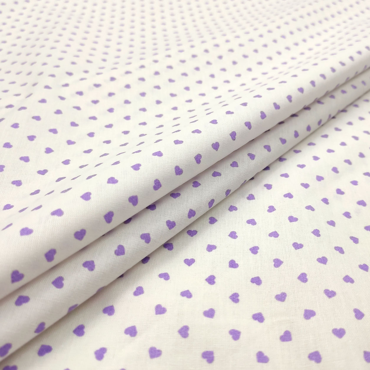 cotone percallino sfondo bianco cuori lilla