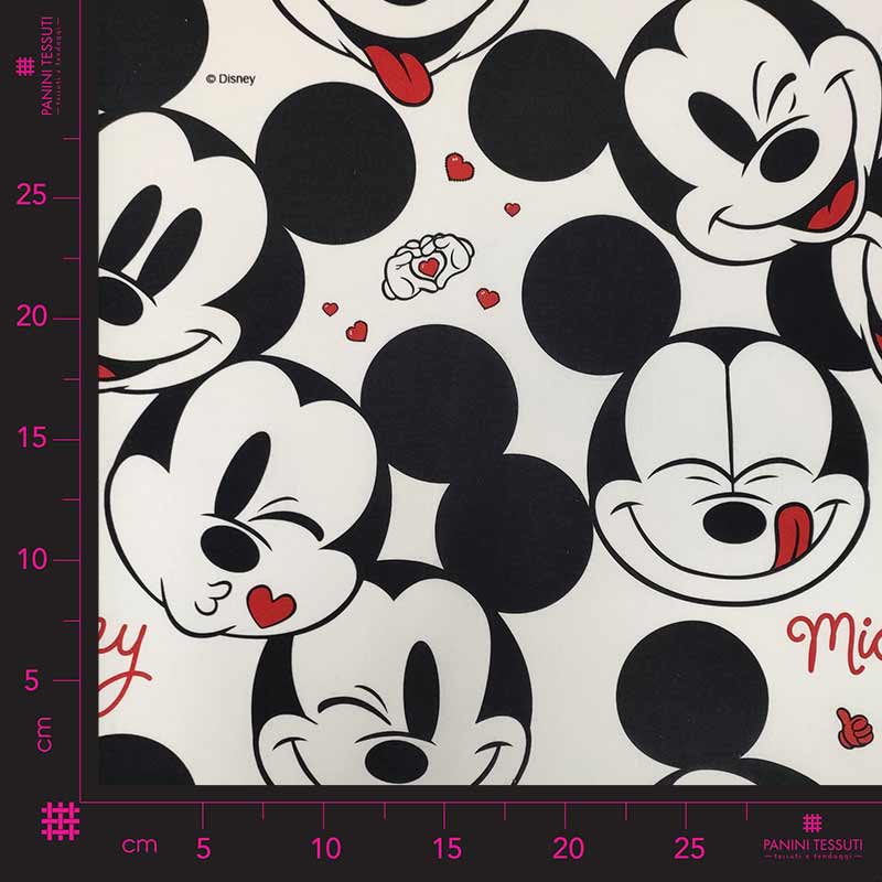 Tessuto Cotone Disney Faccine Mickey Mouse