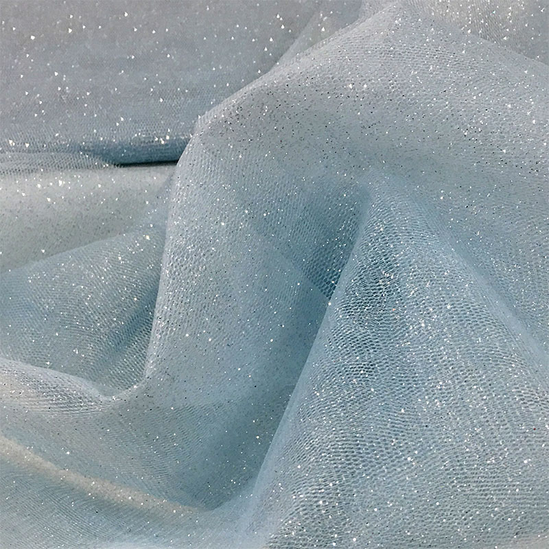 Tulle con Brillantini Azzurro Chiaro