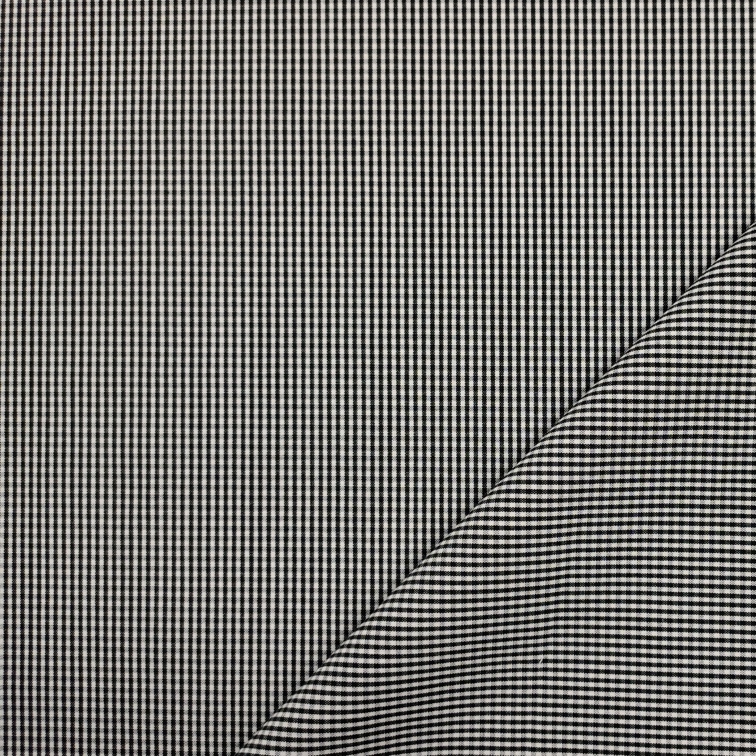 Tessuto Elasticizzato Micro Quadretto Bianco e Nero