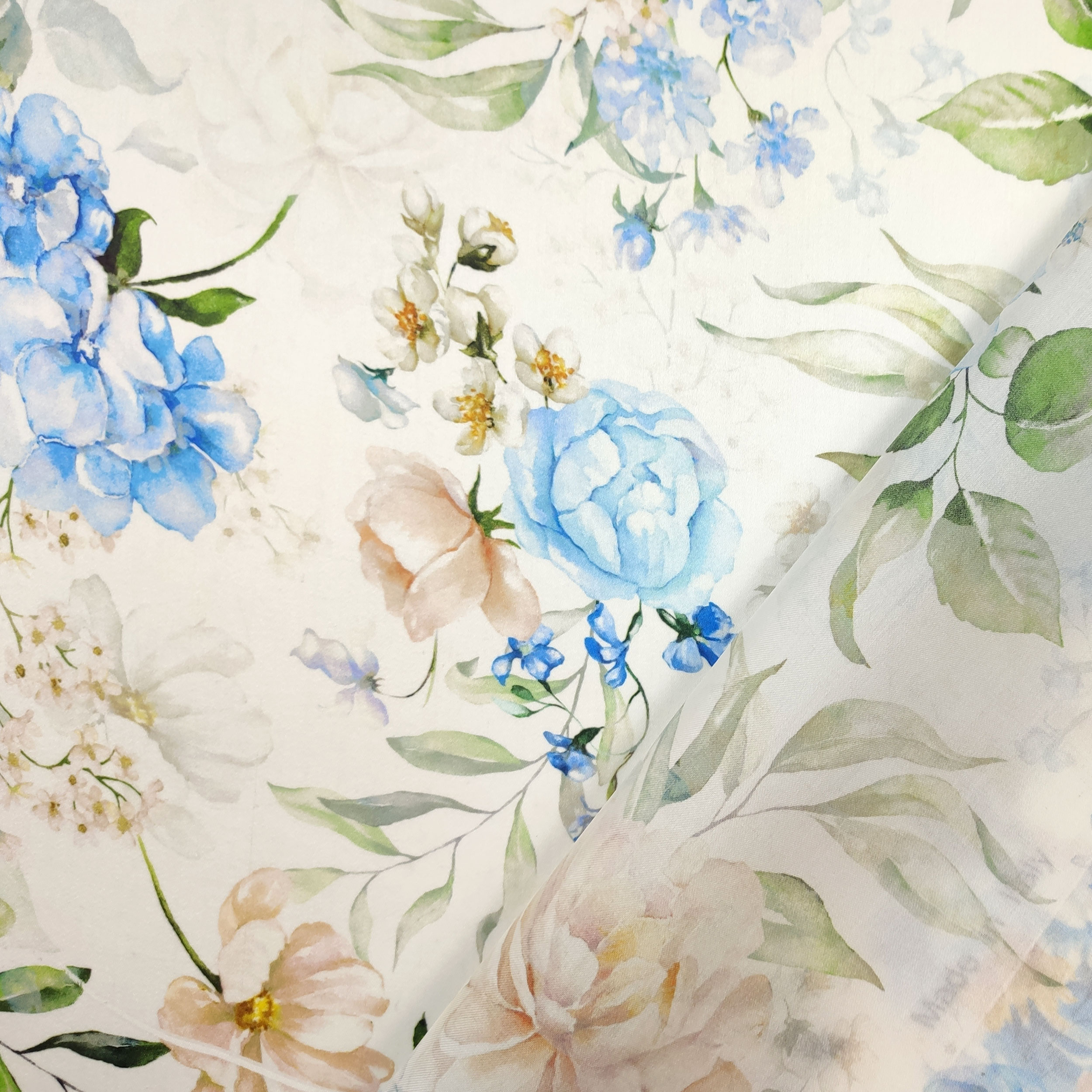 Organza Alta Moda Fiori Cipria e Celeste
