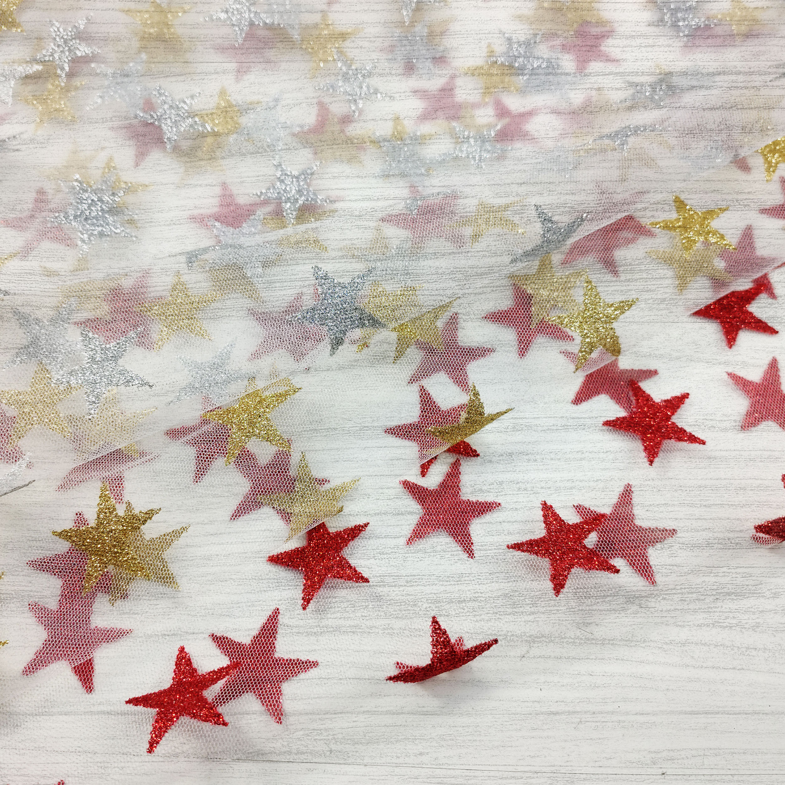 Tulle Stelle Lurex Rosso