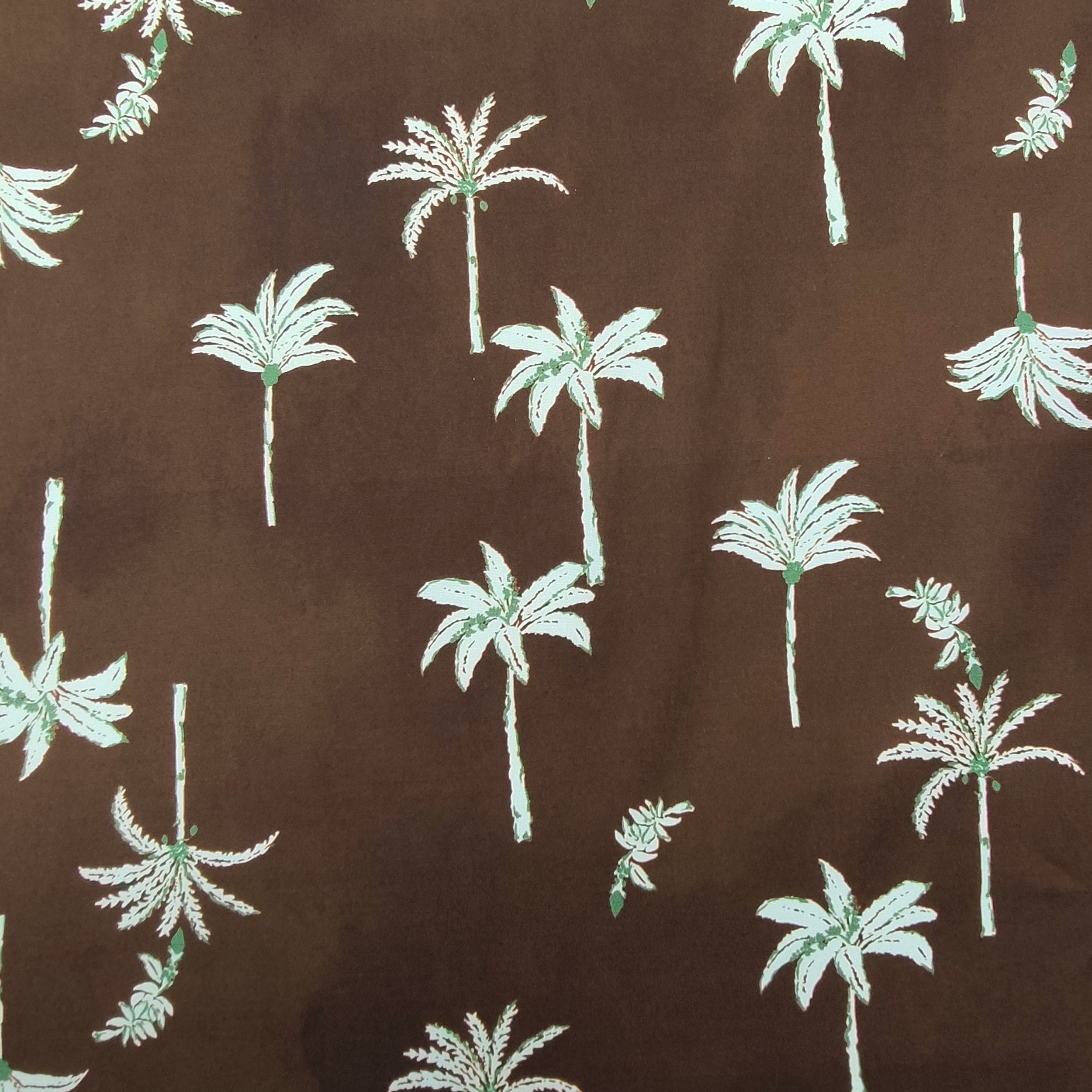 Tessuto di Cotone Marrone Fantasia Palme Image