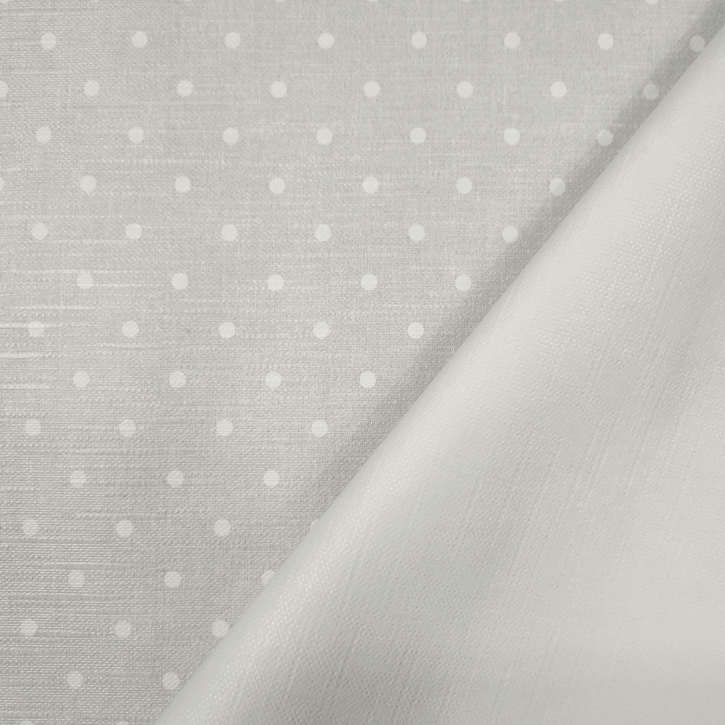 Tessuto per Tovaglia Plastificata Pois Bianchi Sfondo Grigio Image