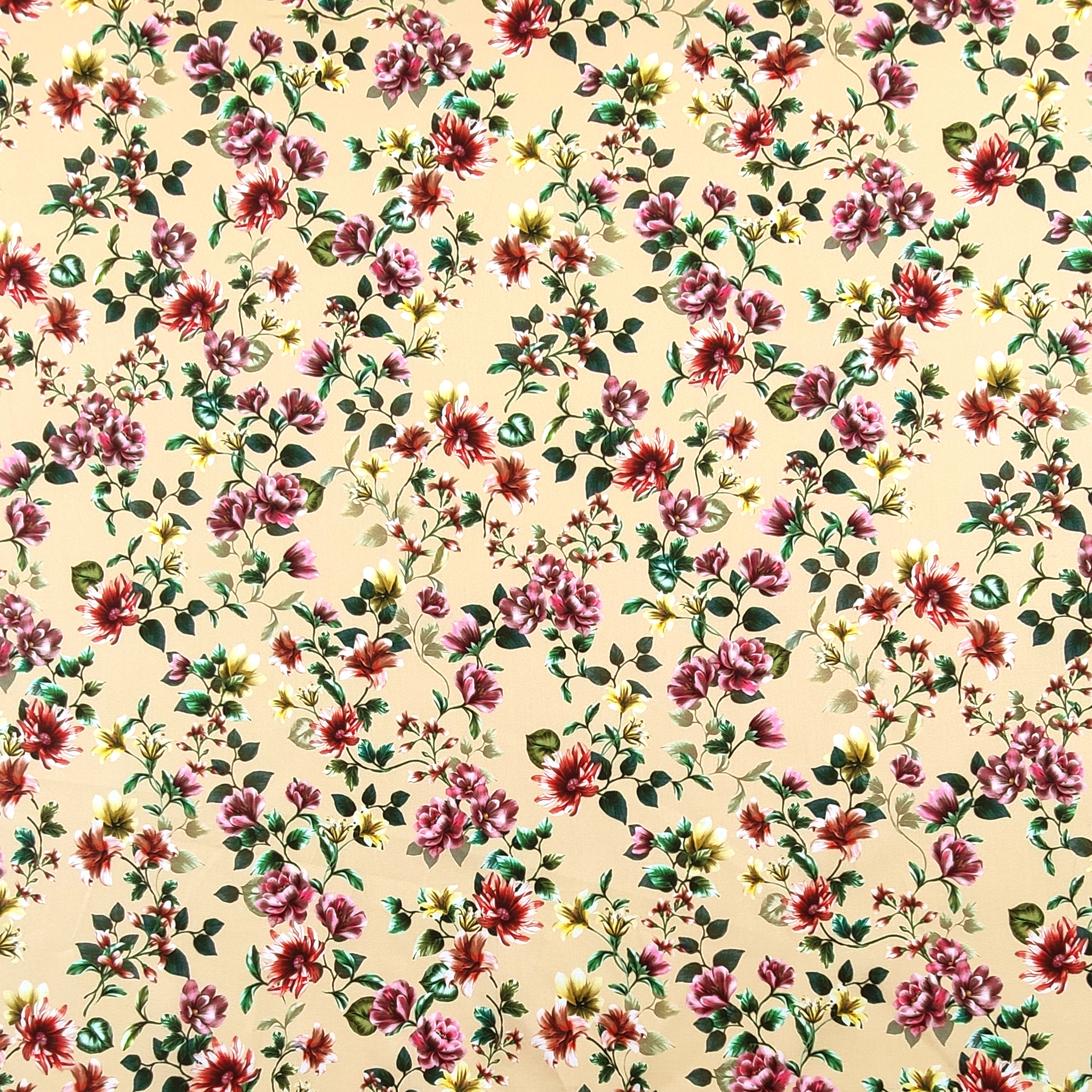 Rasatello Cotone Sfondo Beige con Fiori