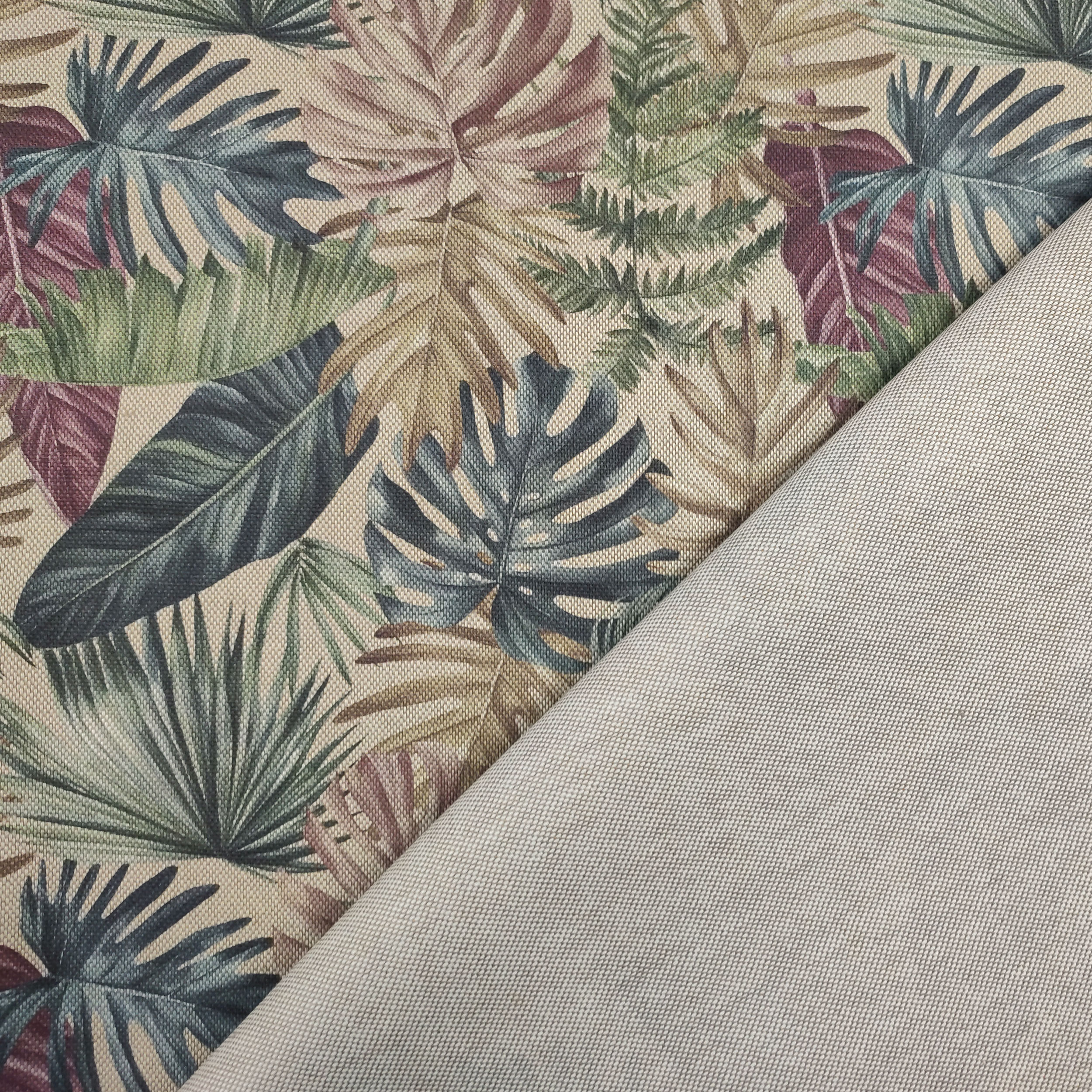 Tessuto Misto Cotone Foglie Tropicali