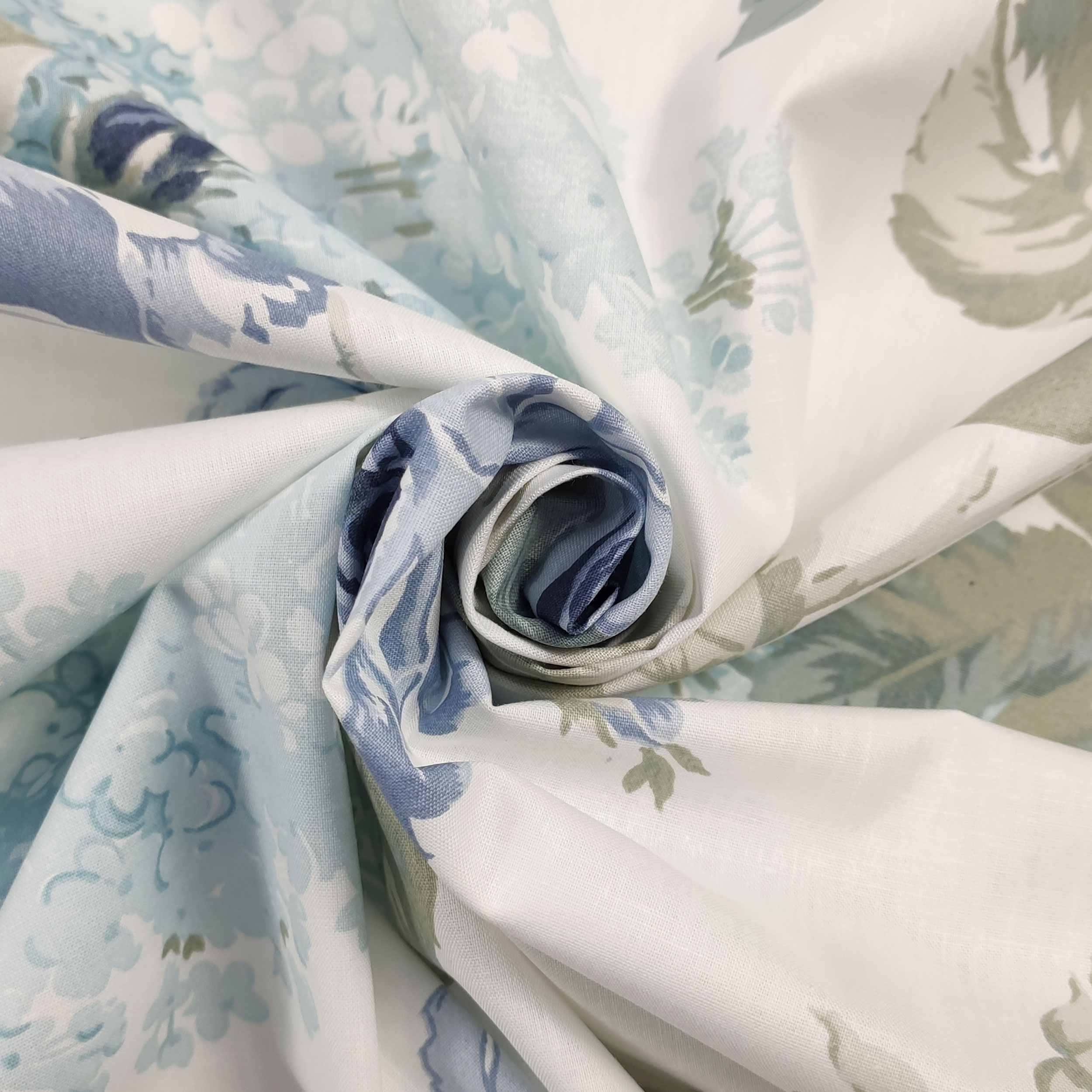 Tessuto Cotone Rose Blu
