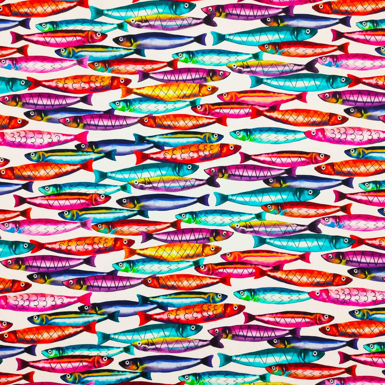 Stoffe panama stampato sardine multicolor
