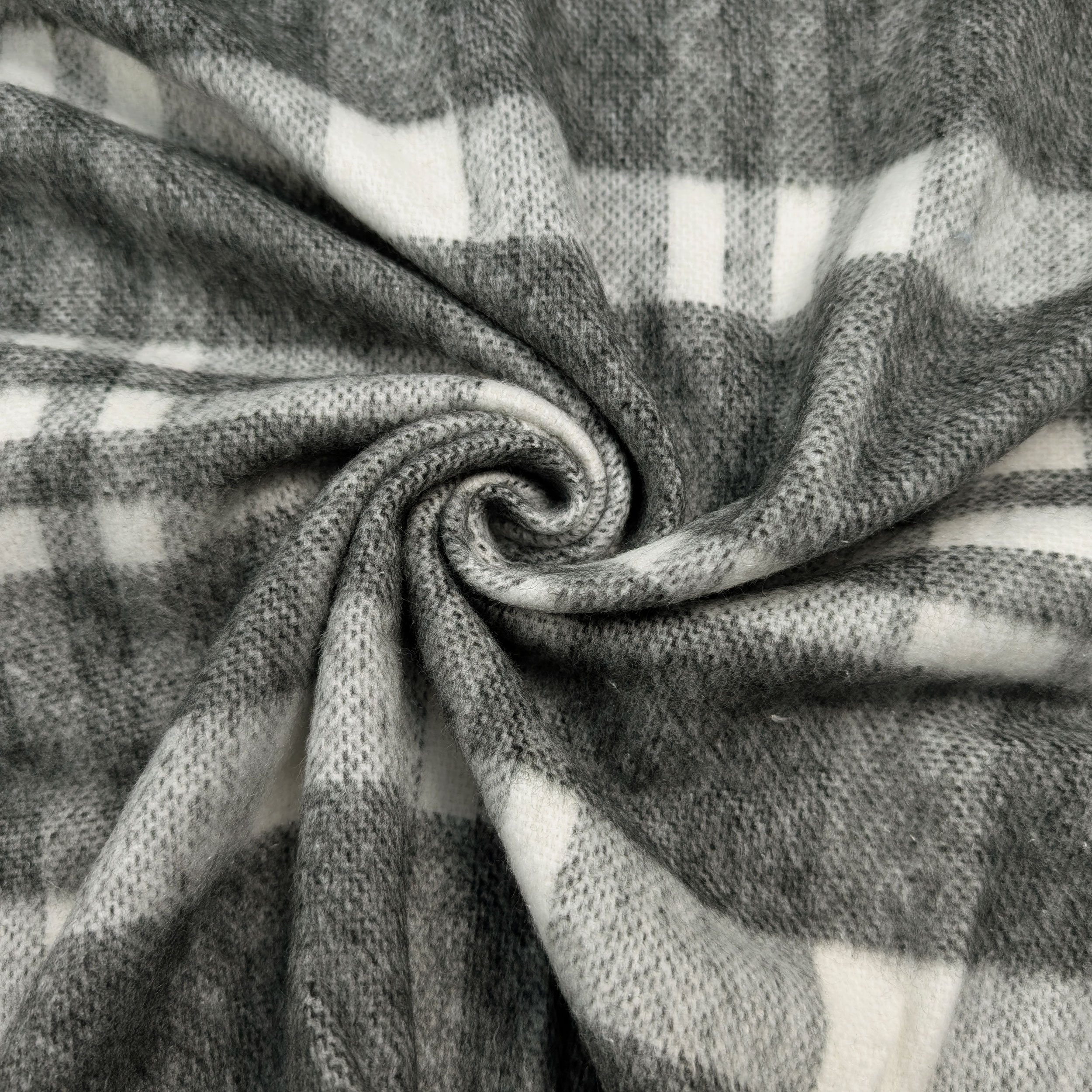 Cappotto Tartan Lana Cashmere Bianco Grigio Image