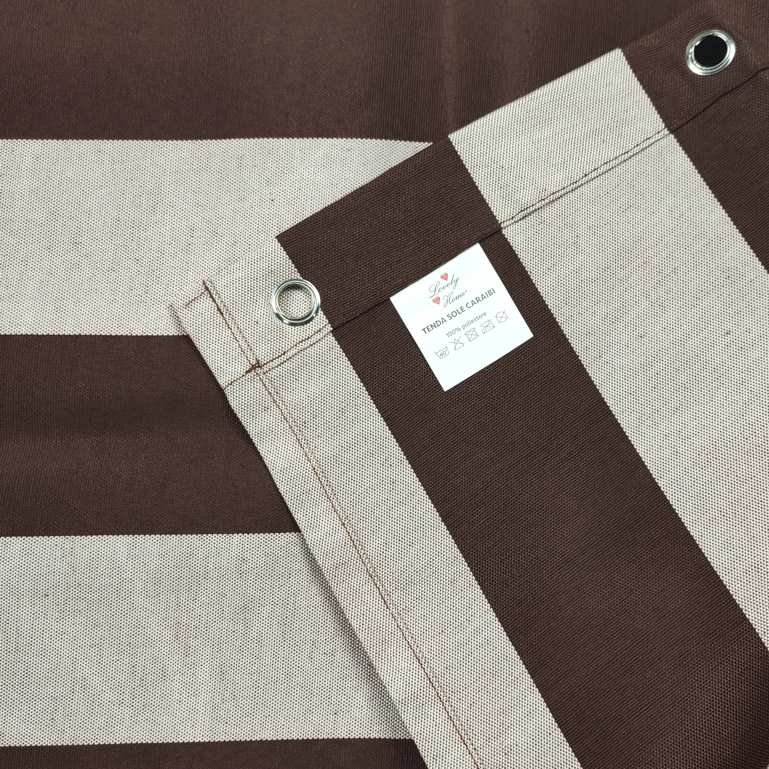 Tenda da Sole Confezionata Righe Marrone Panini