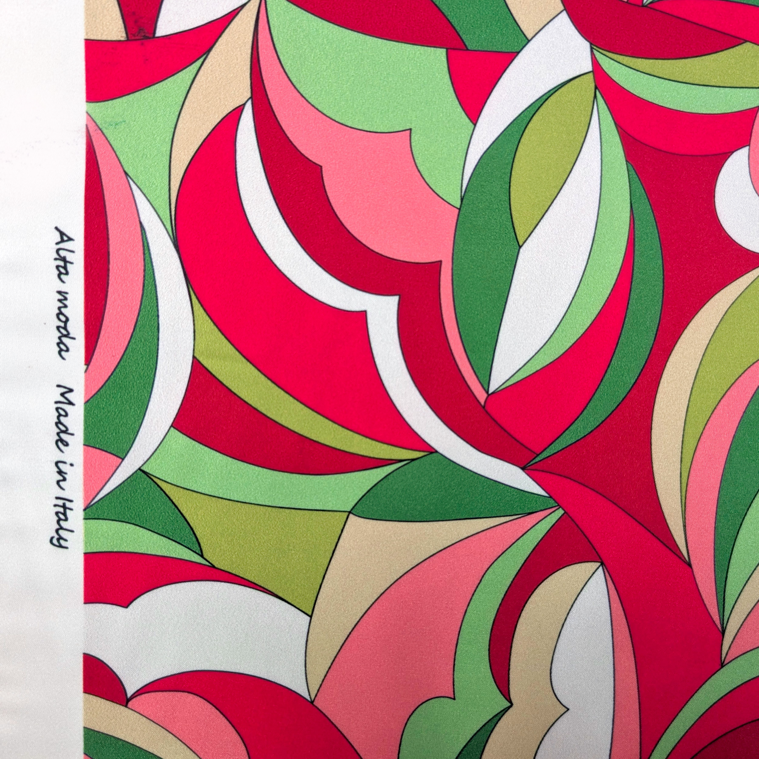 Raso Setato Alta Moda Fantasia Multicolor Rosso Verde Image