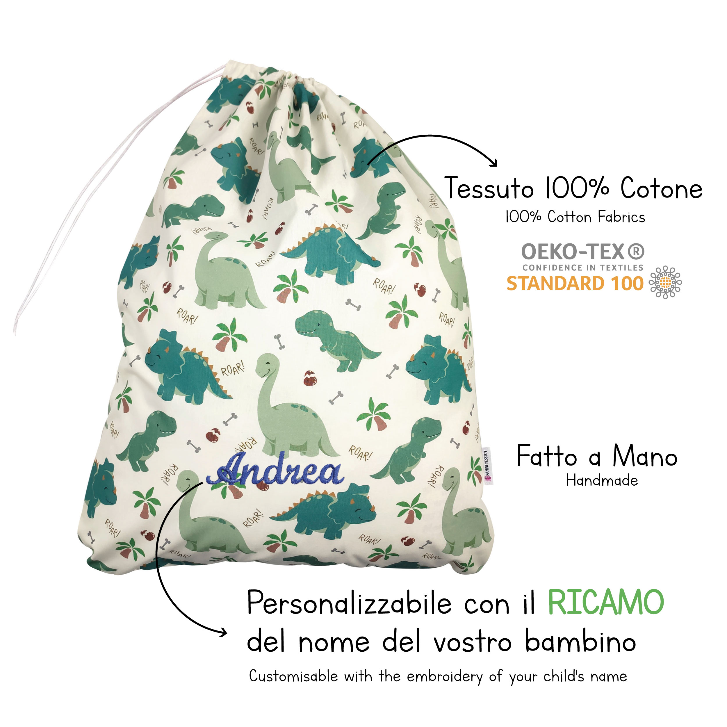 Sacchetto Asilo Alfabeto Sfondo Azzurro