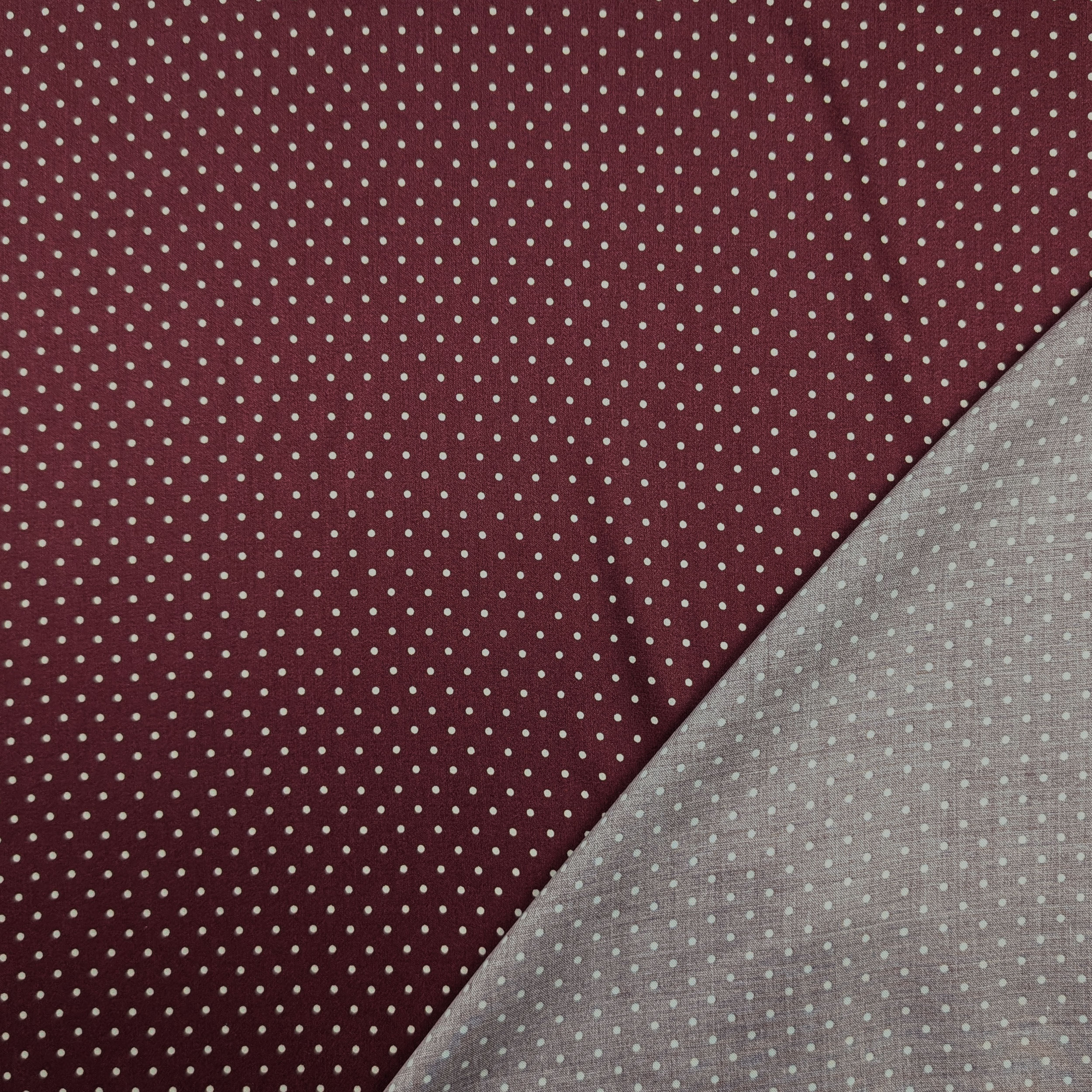 Tessuto Viscosa Bordeaux Pois Bianchi Image