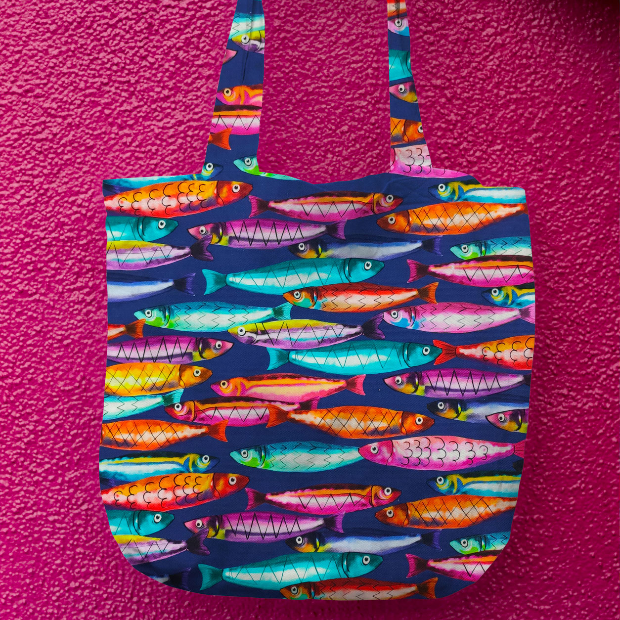 Tessuto Panama Cotone Sardine Multicolor Toni del Blu