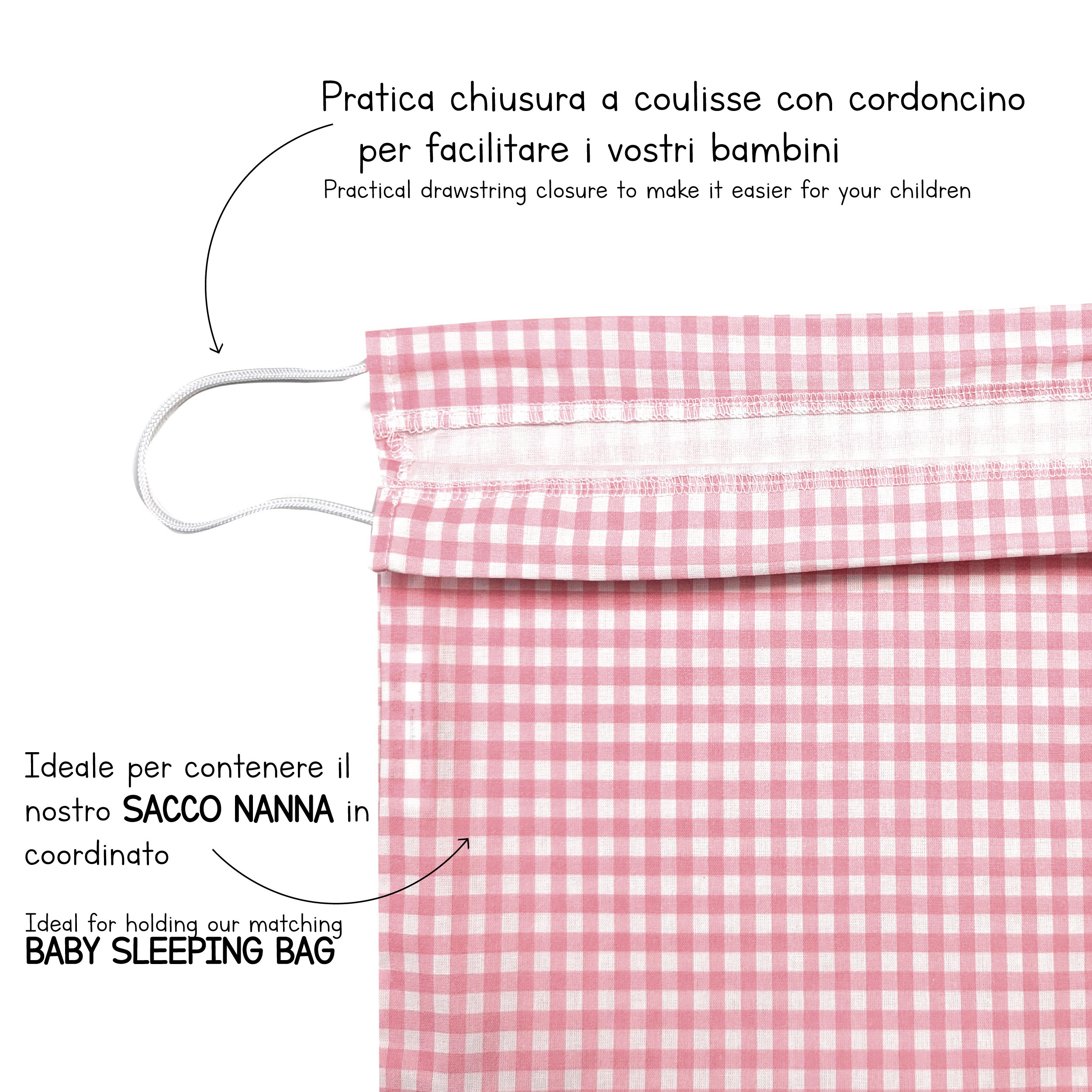 Sacchetto Asilo Quadretti Rosa Panini