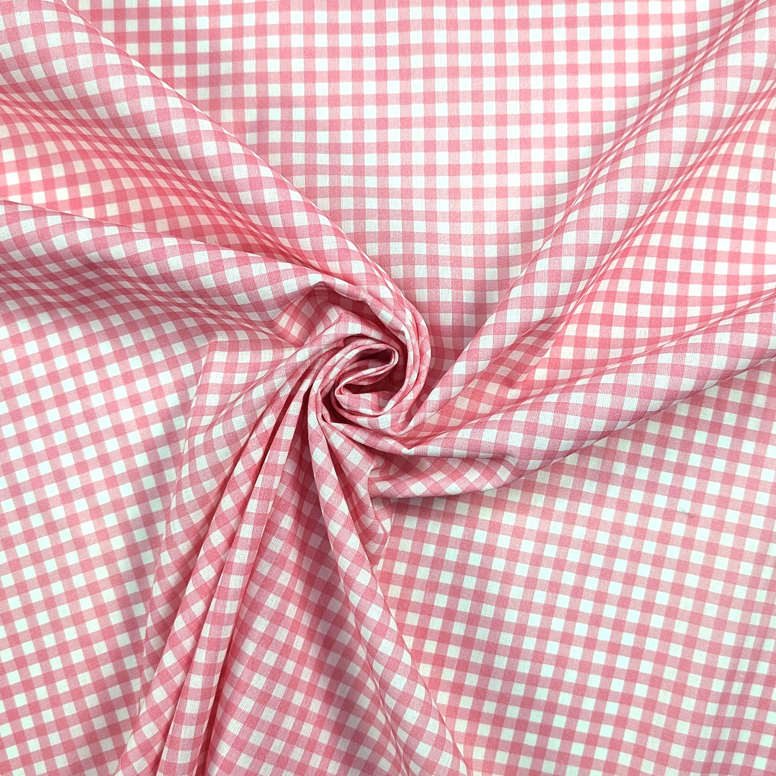 Tessuto Cotone Quadretti Rosa Image