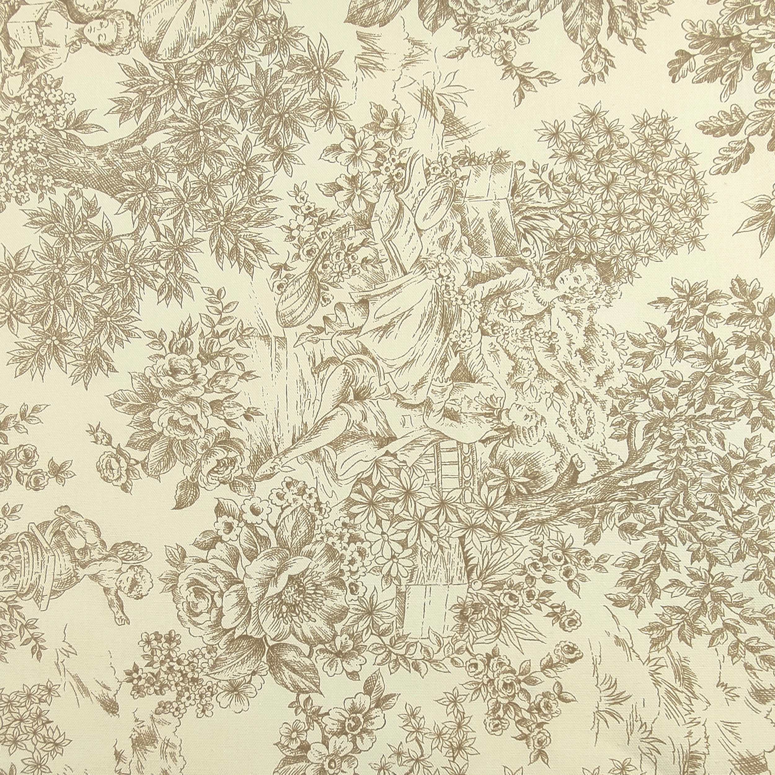 Tessuto Panama Toile De Jouy Beige Sfondo Panna