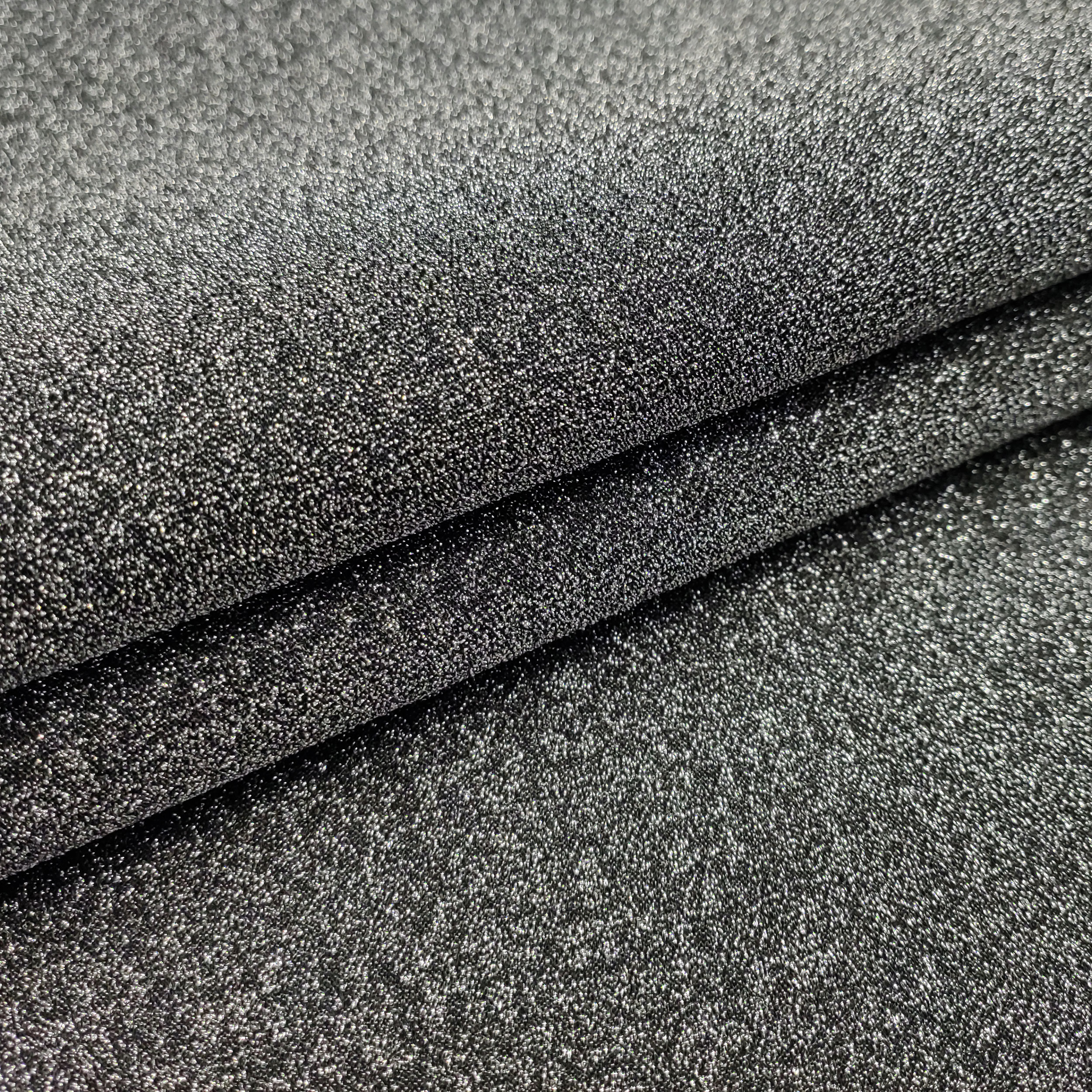 Neoprene Double Glitter Argento e Tinta Unita Nero