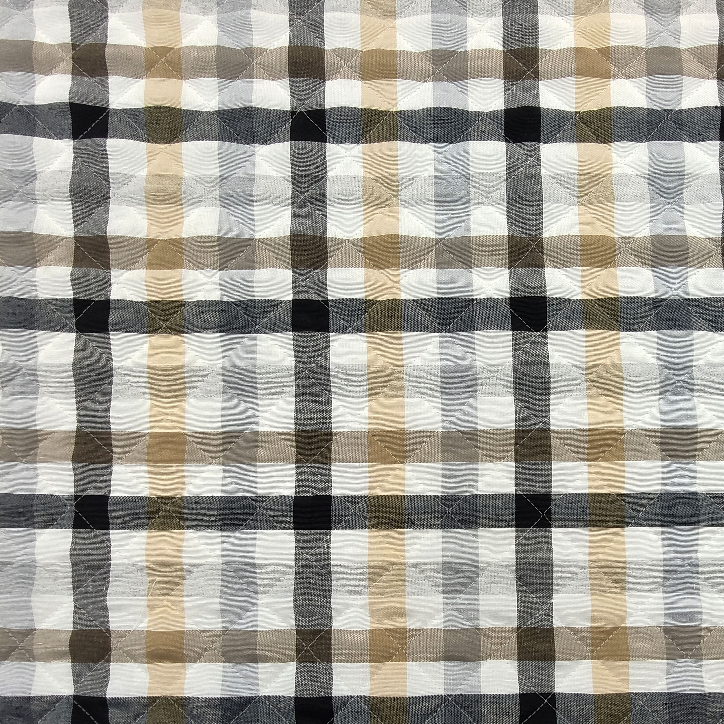 Tessuto Trapuntato Quadretti Grigio Beige