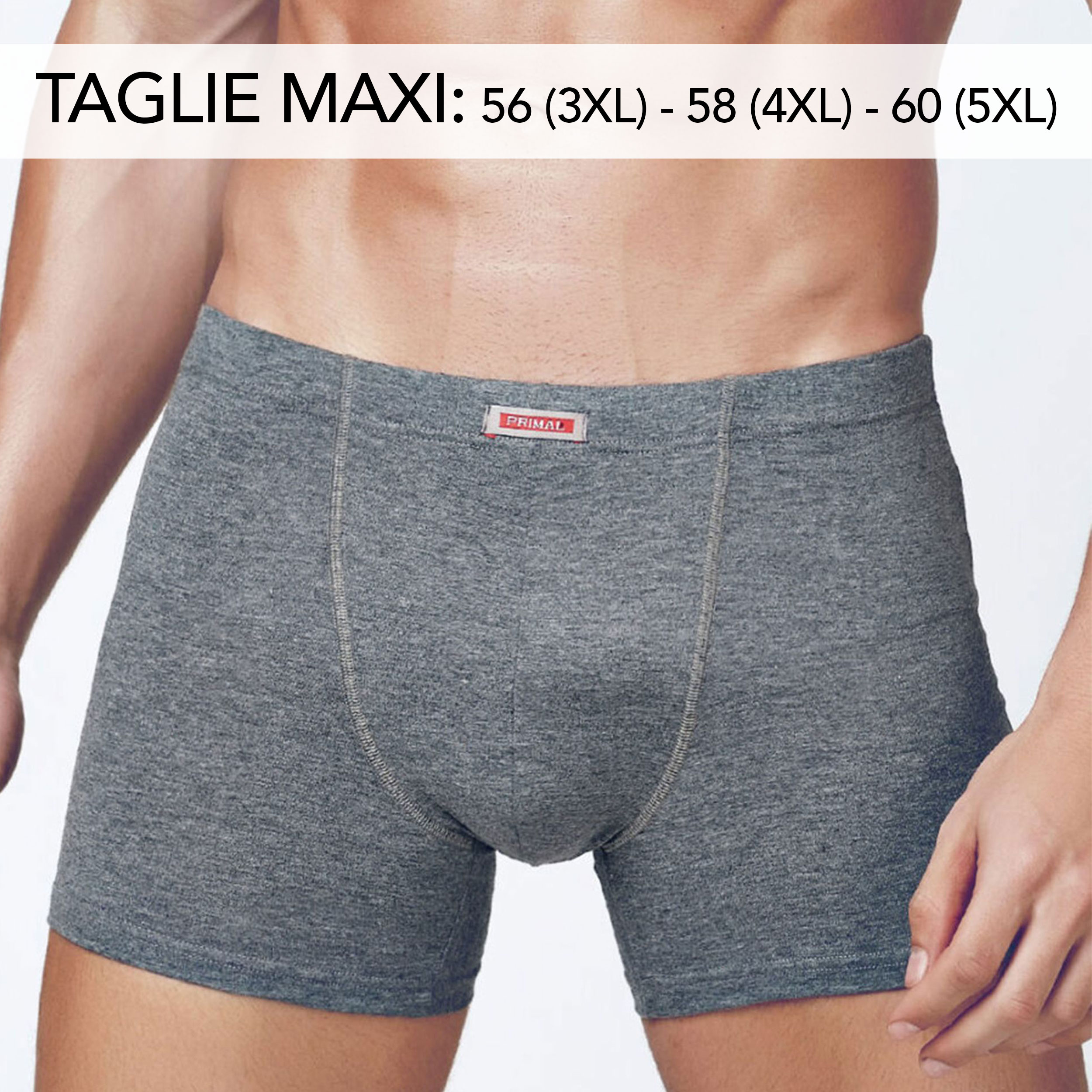 Boxer Uomo Cotone Primal Maxi Comfort Grigio Image