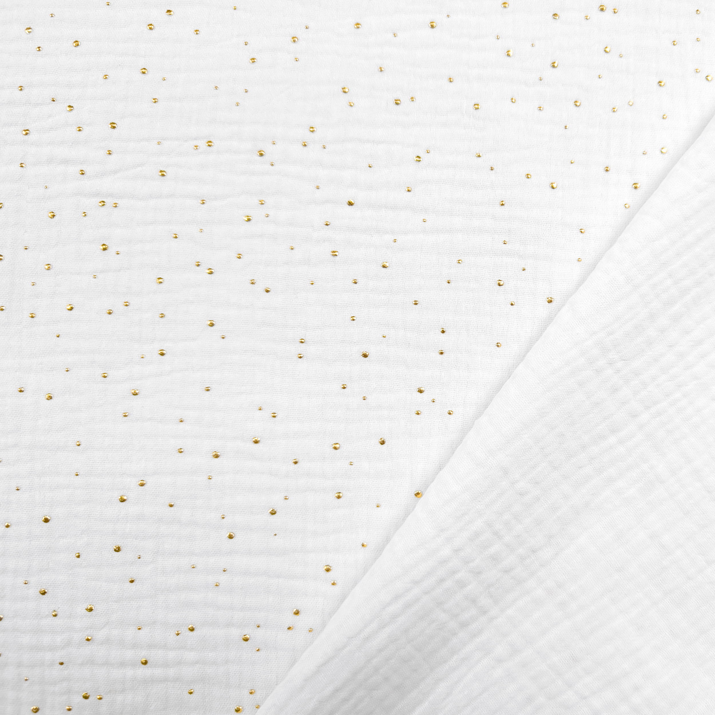 Mussola Cotone Bianco con Pois Oro Image