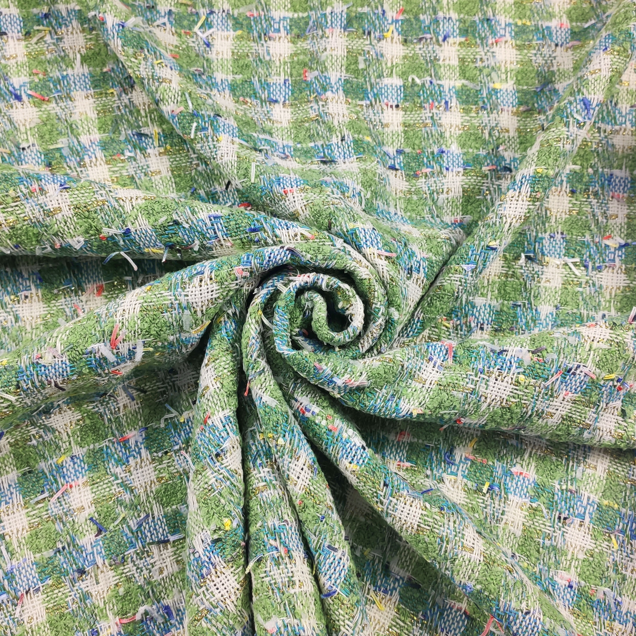 Tessuto Jacquard Moda Verde Azzurro Image