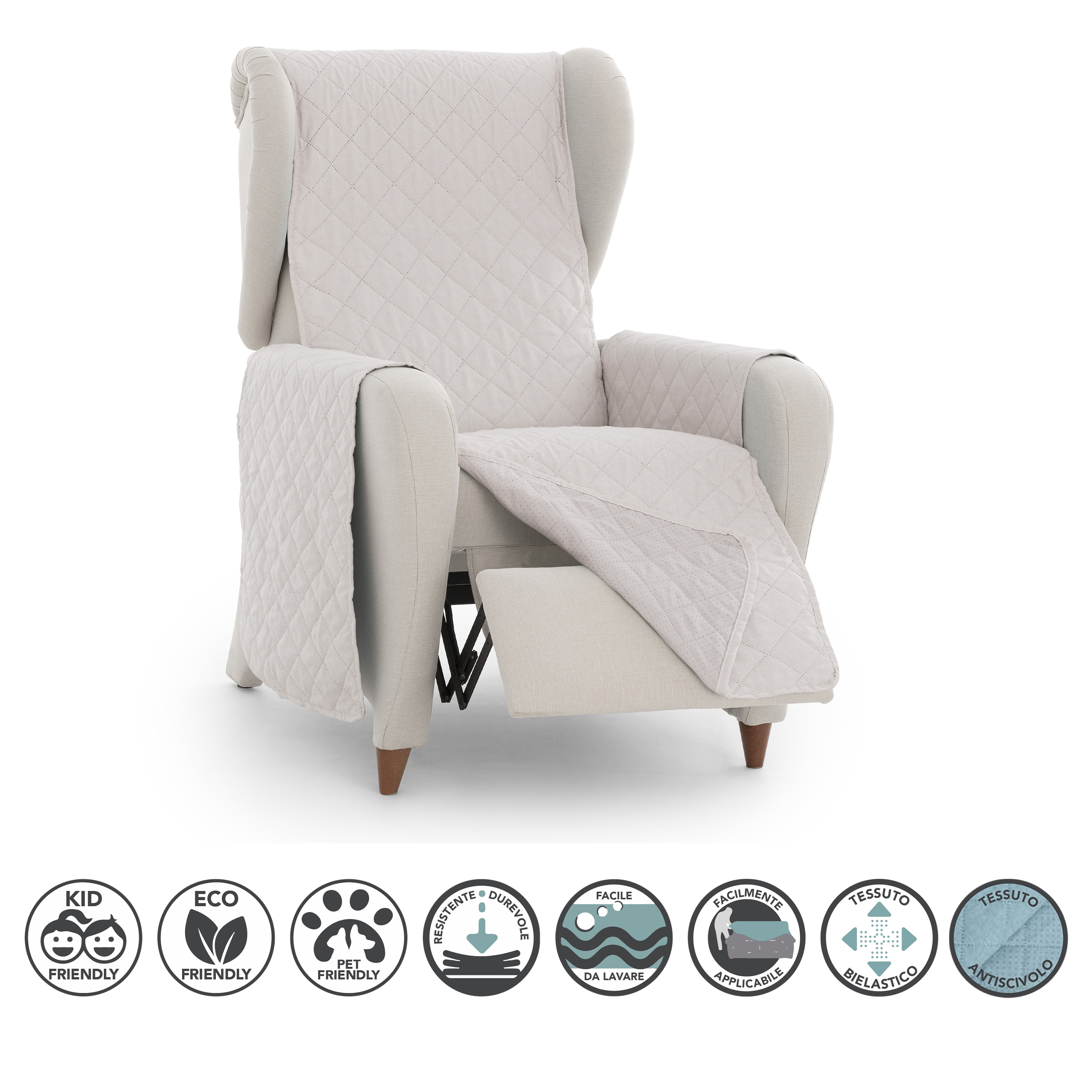 Copridivano Trapuntino Melange Antiscivolo Beige