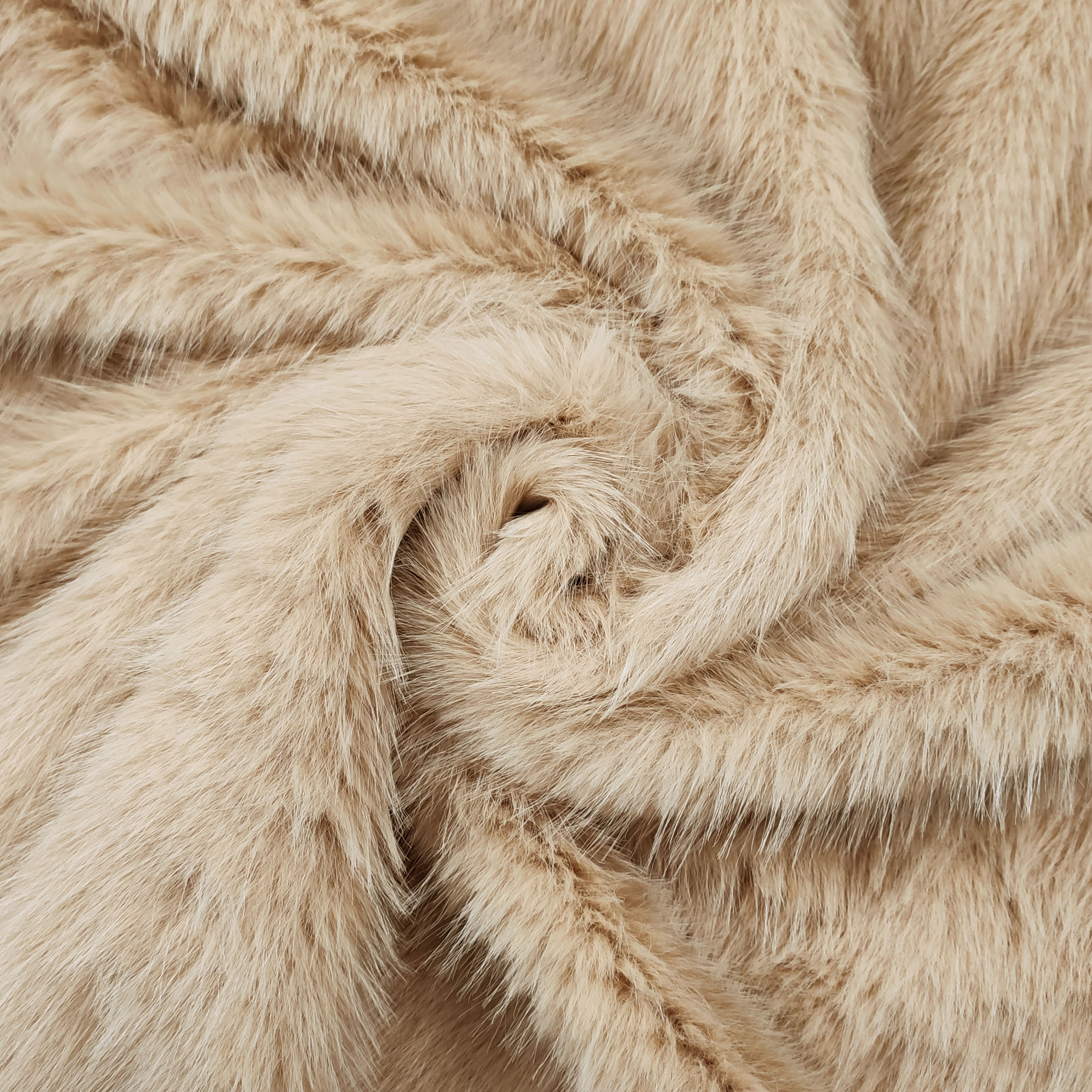 Ritaglio Pelliccia Sintetica Lama Beige 80x150 cm