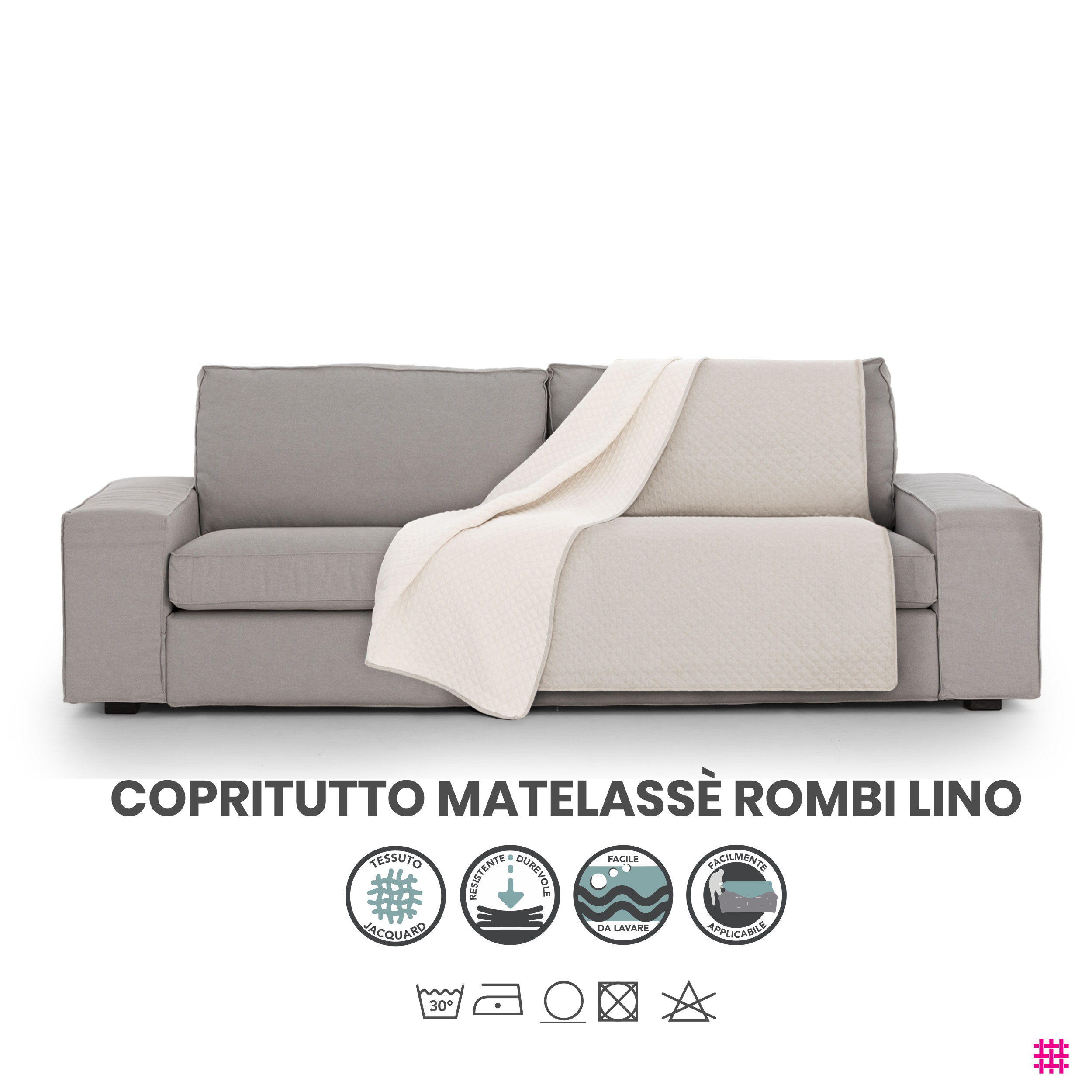 Copritutto Matelassè Rombi Tinta Unita Lino Image