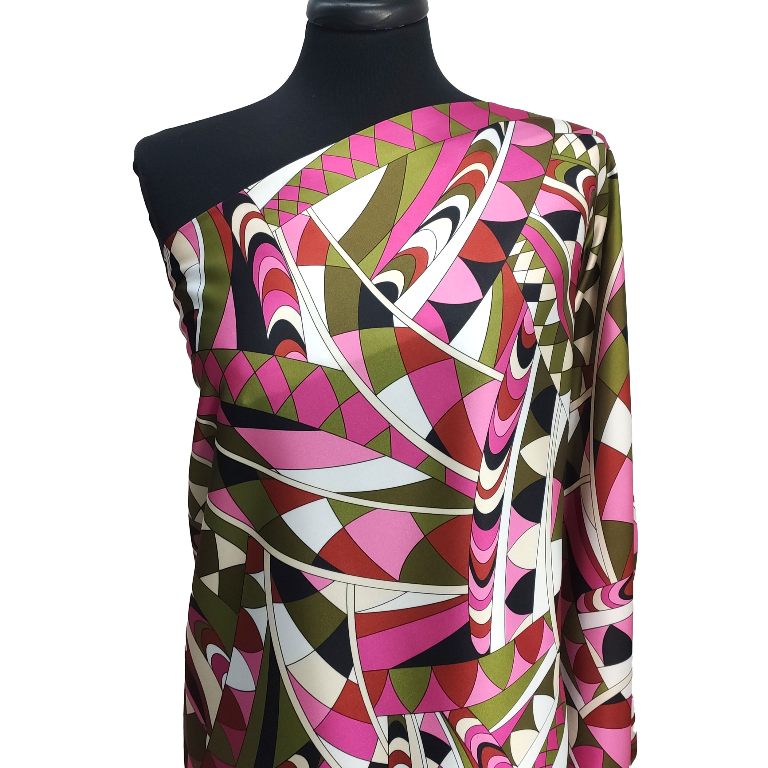 Rasetto Elasticizzato Setato Moda Fantasia Astratta Fuxia