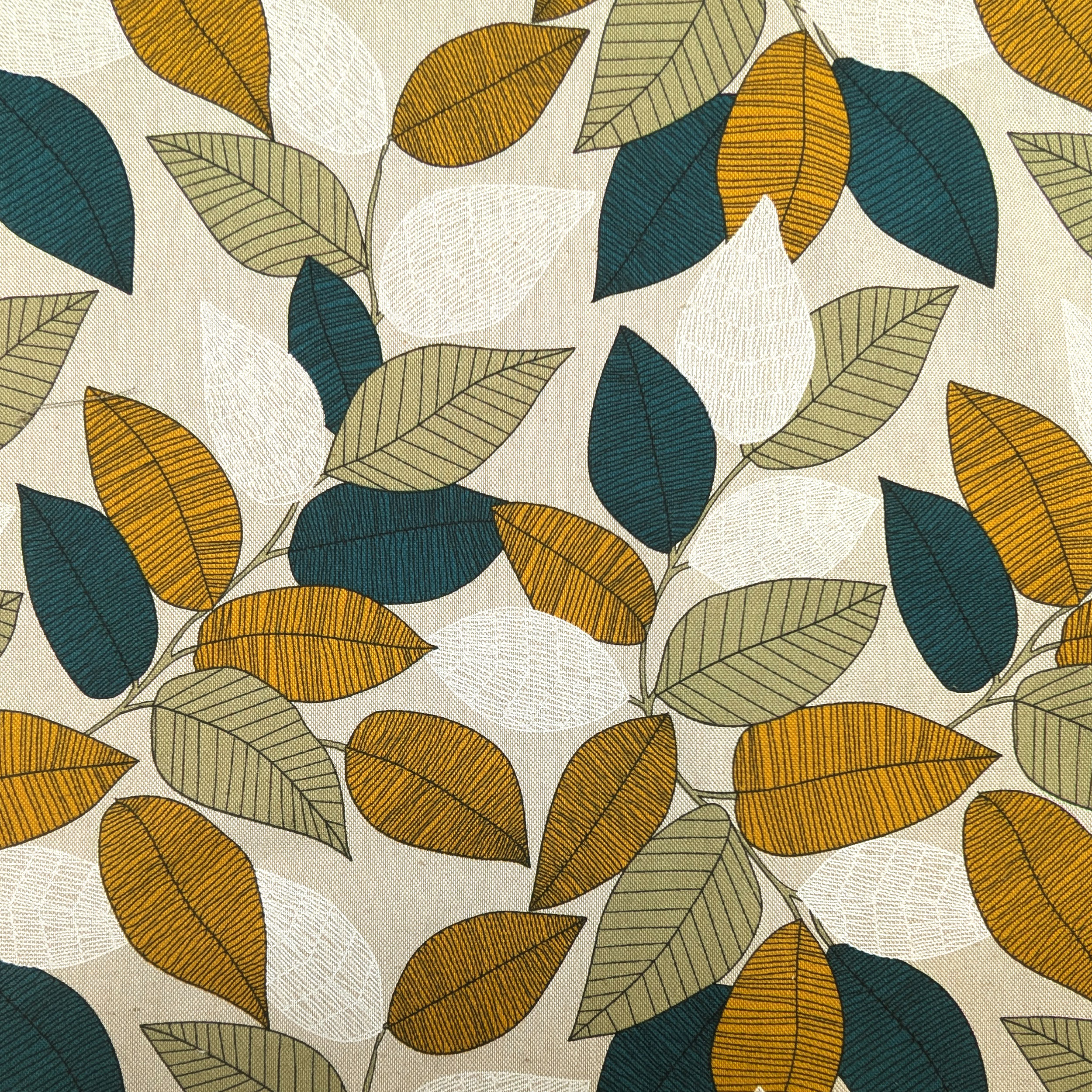 Ritaglio Misto Cotone Foglie Autunnali Toni del Verde 105x280 cm Image