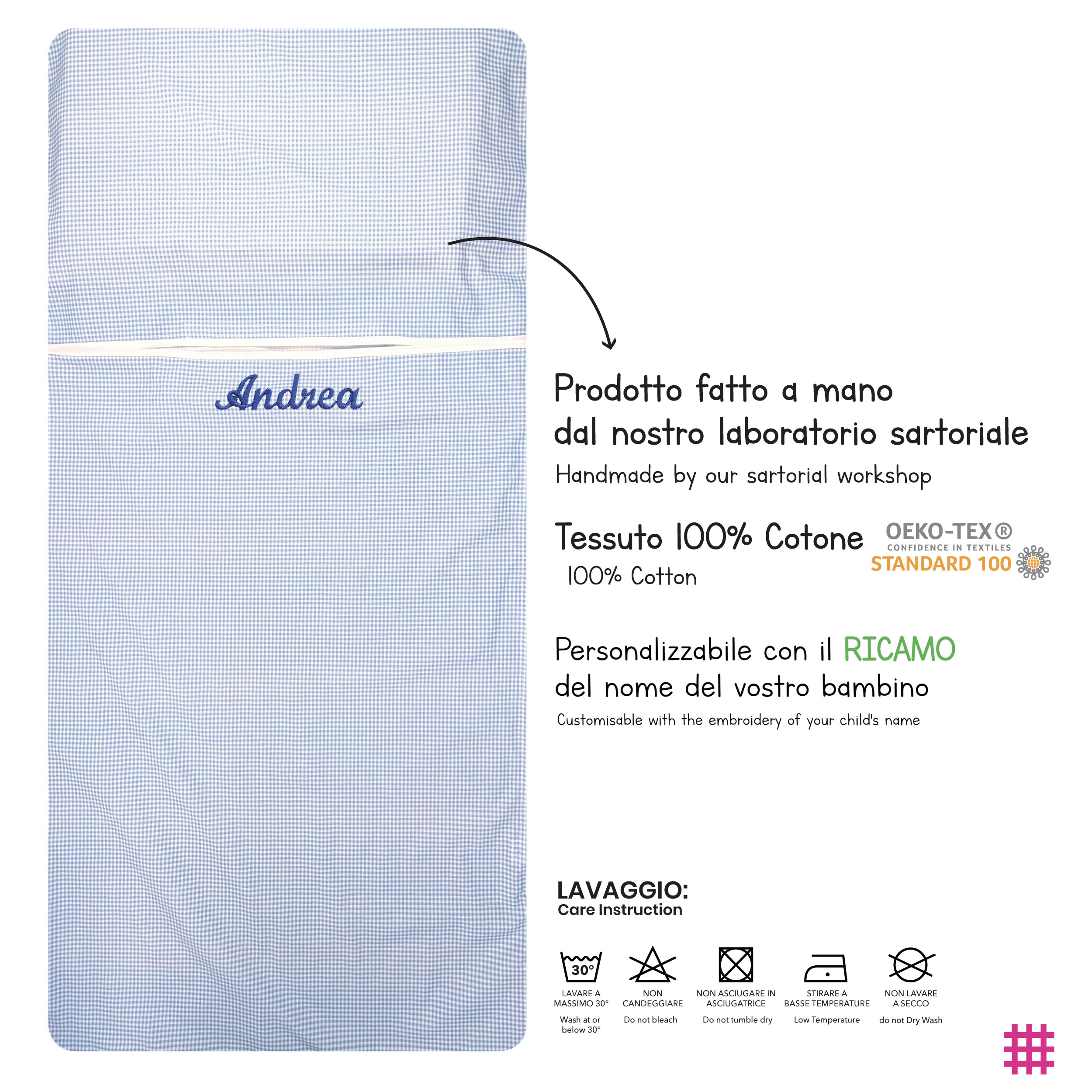 Sacco Nanna Estivo Quadretti Azzurro Image