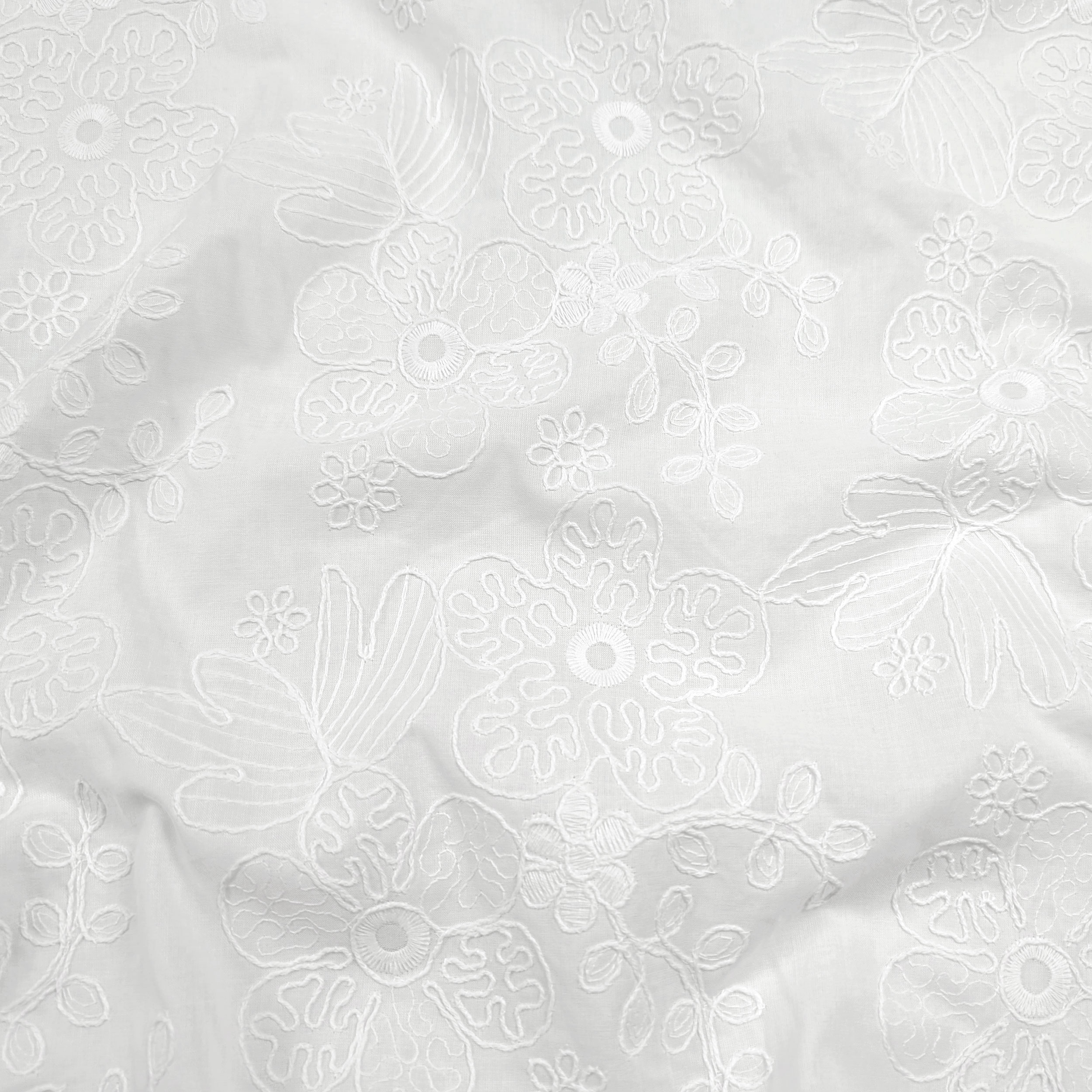 Sangallo di Cotone Bianco Doppio Smerlo Fiori Image