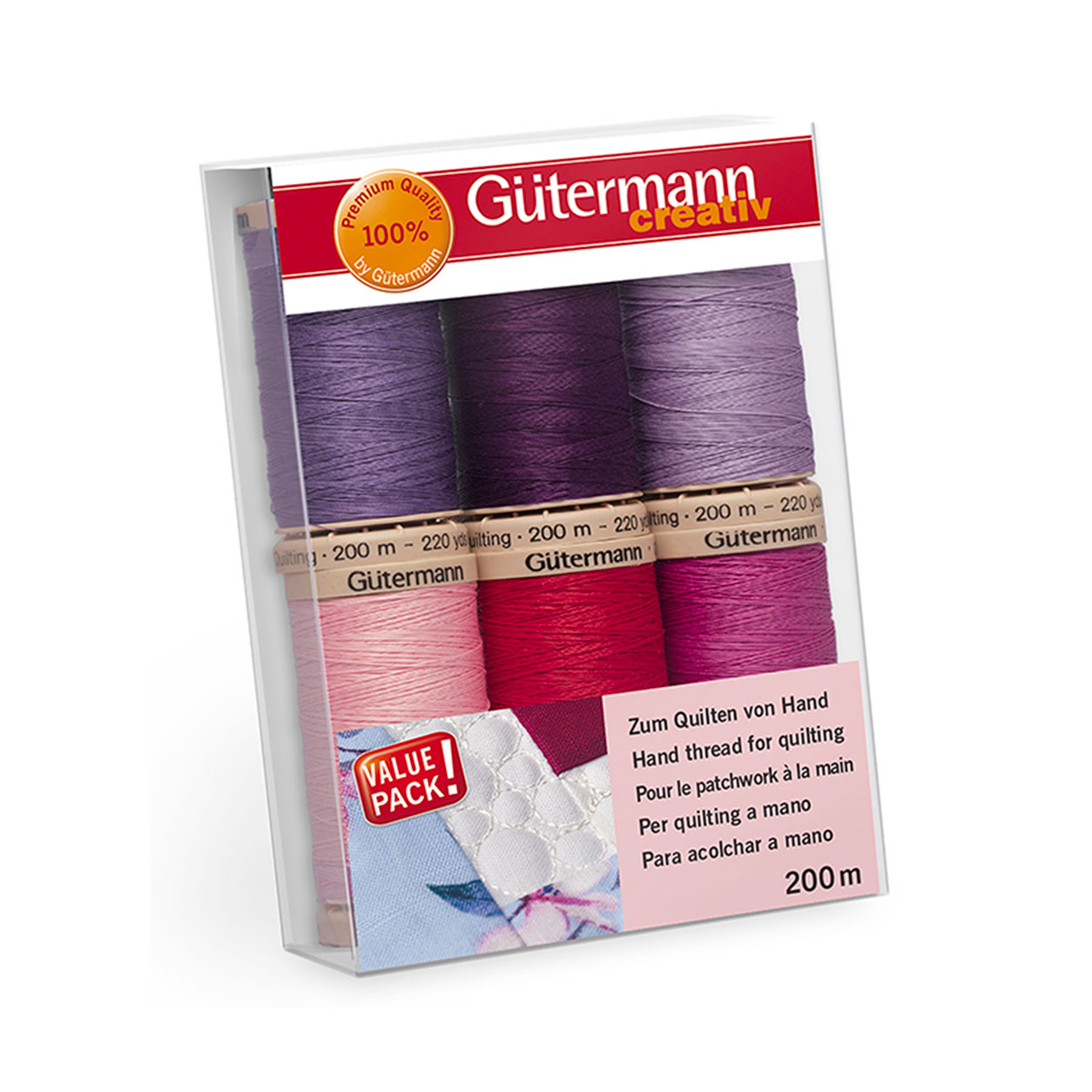 set bobine filo quiliting gutermann toni rosa