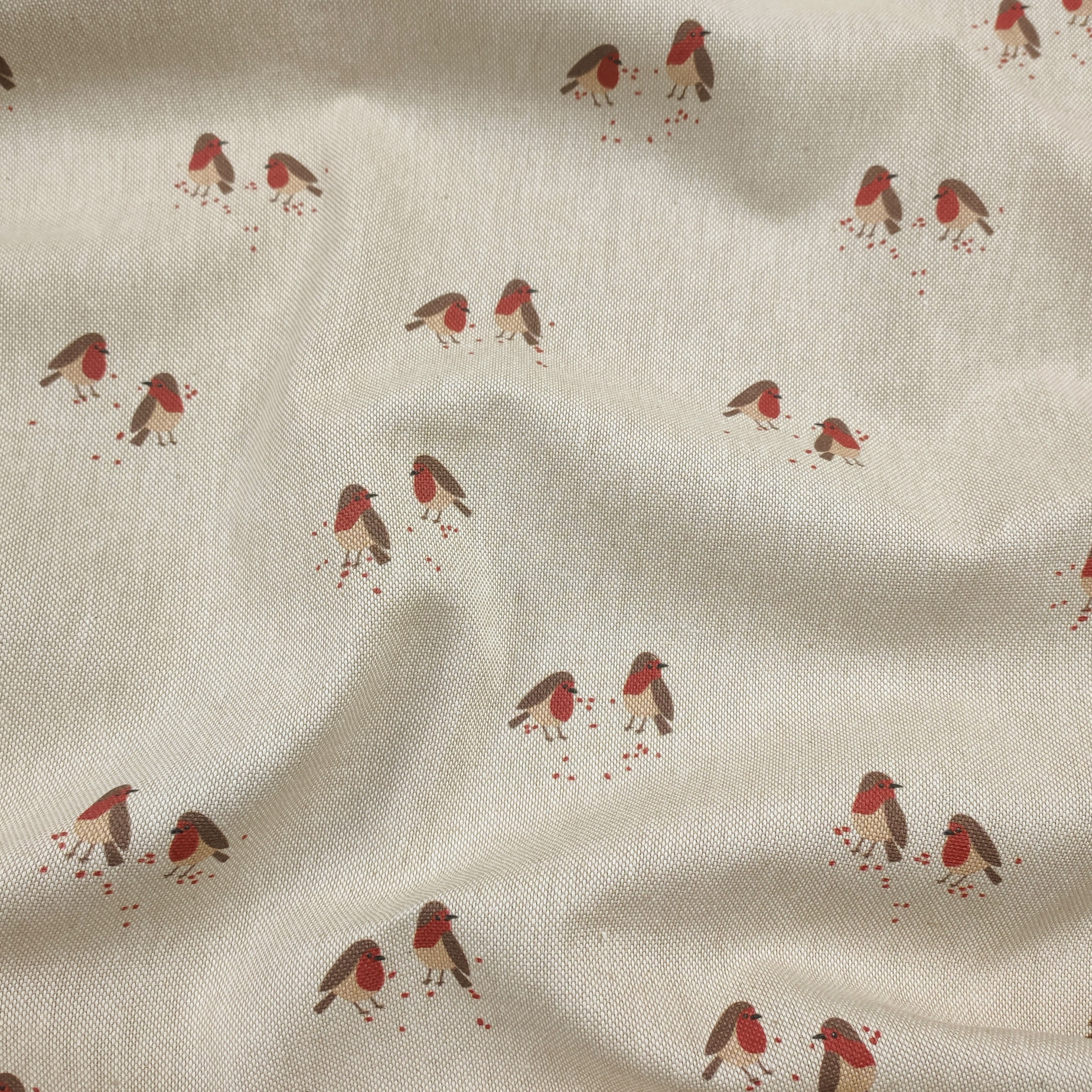 Tessuto Misto Cotone Pettirossi