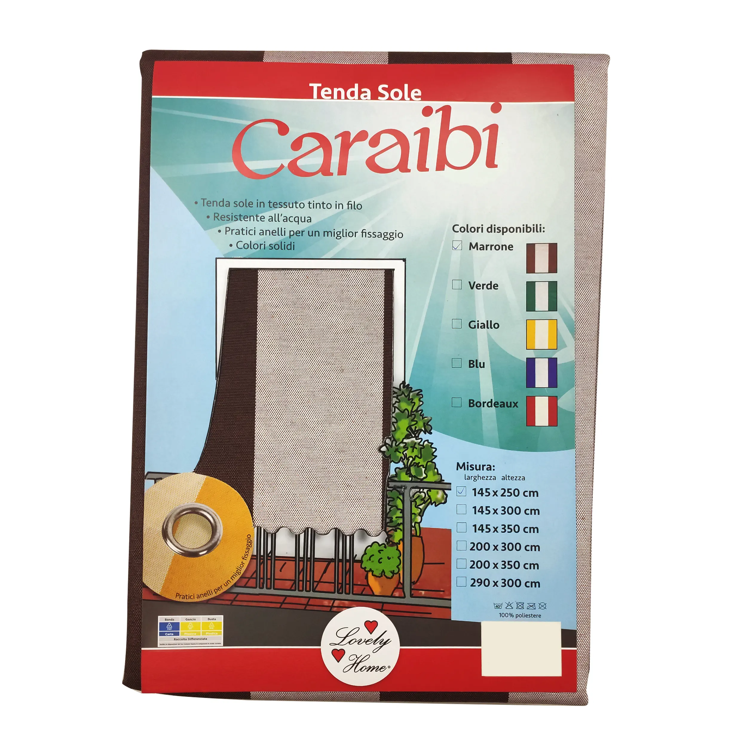 Tenda da Sole Confezionata Righe Marrone Panini - Main Image