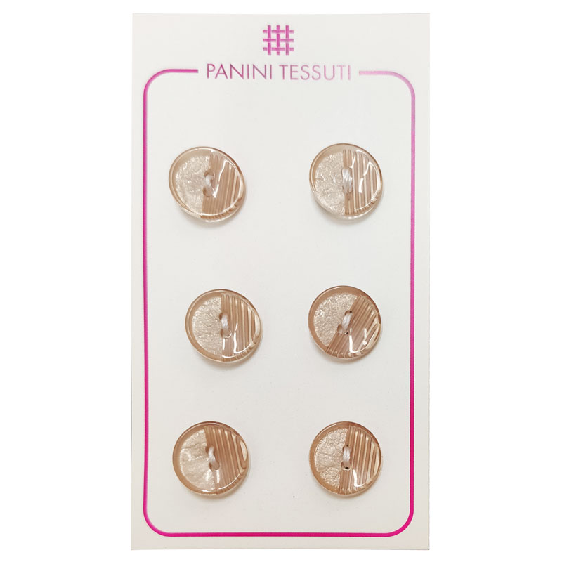 Bottoni Doppia Fantasia Colore Rosa 6 Pezzi - Lin 20