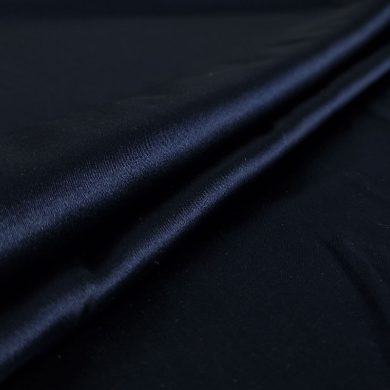 Tessuto Raso di Seta Elasticizzato Blu