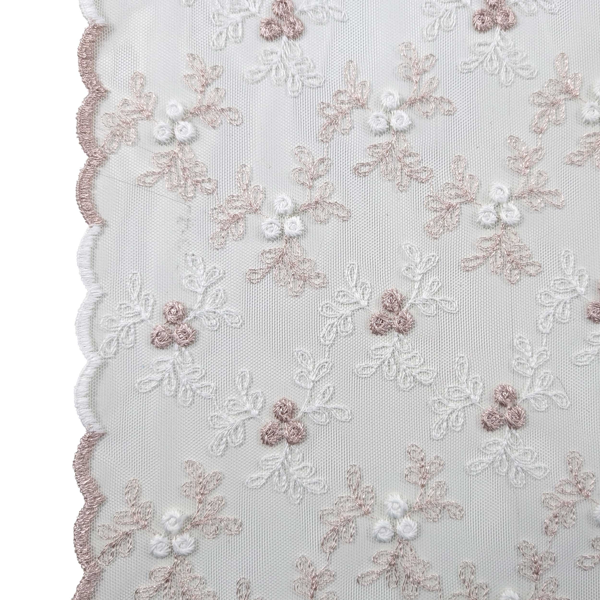 Tessuto Tendino Pizzo Floreale Rosa Image