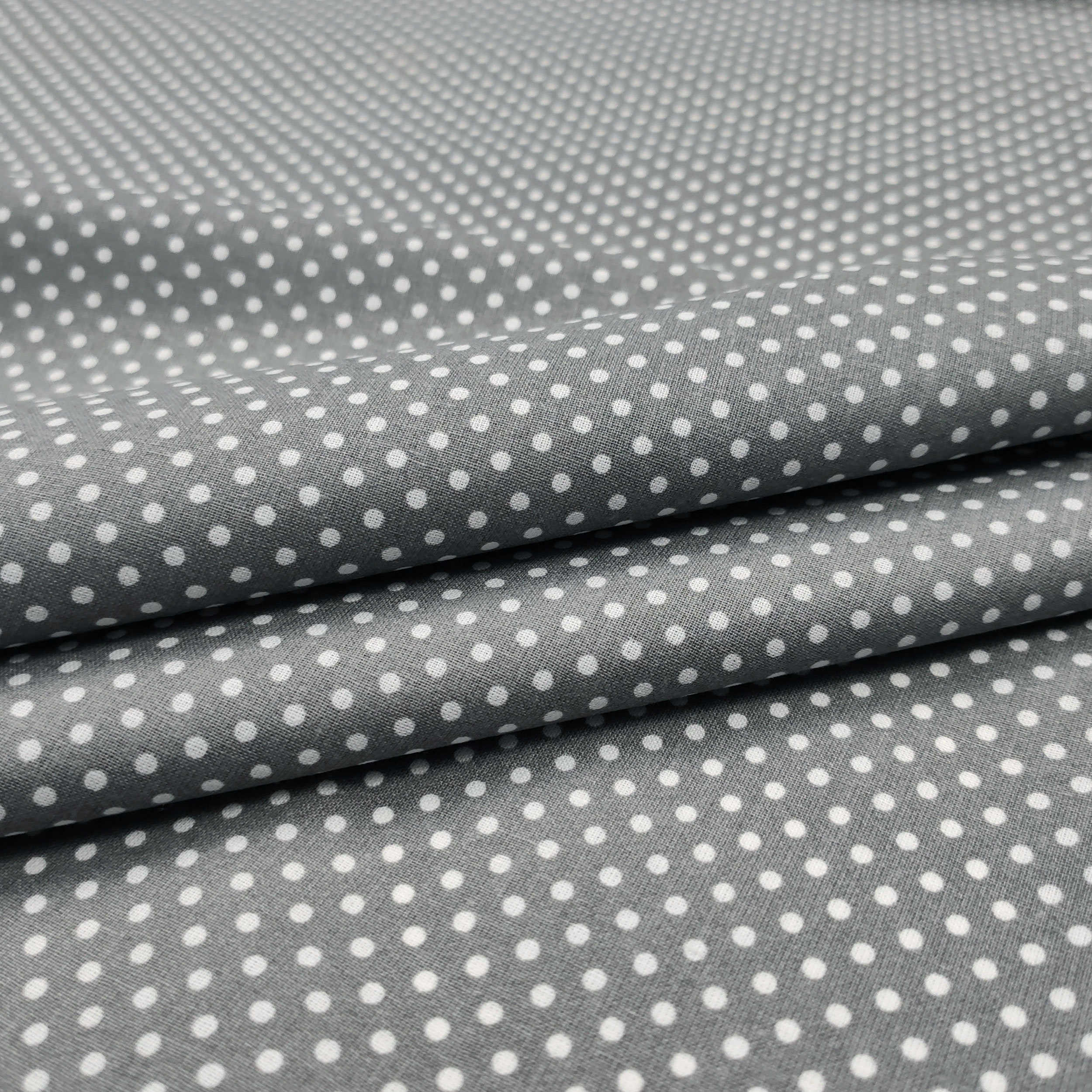 Tessuto Cotone Grigio Pois Bianchi Image