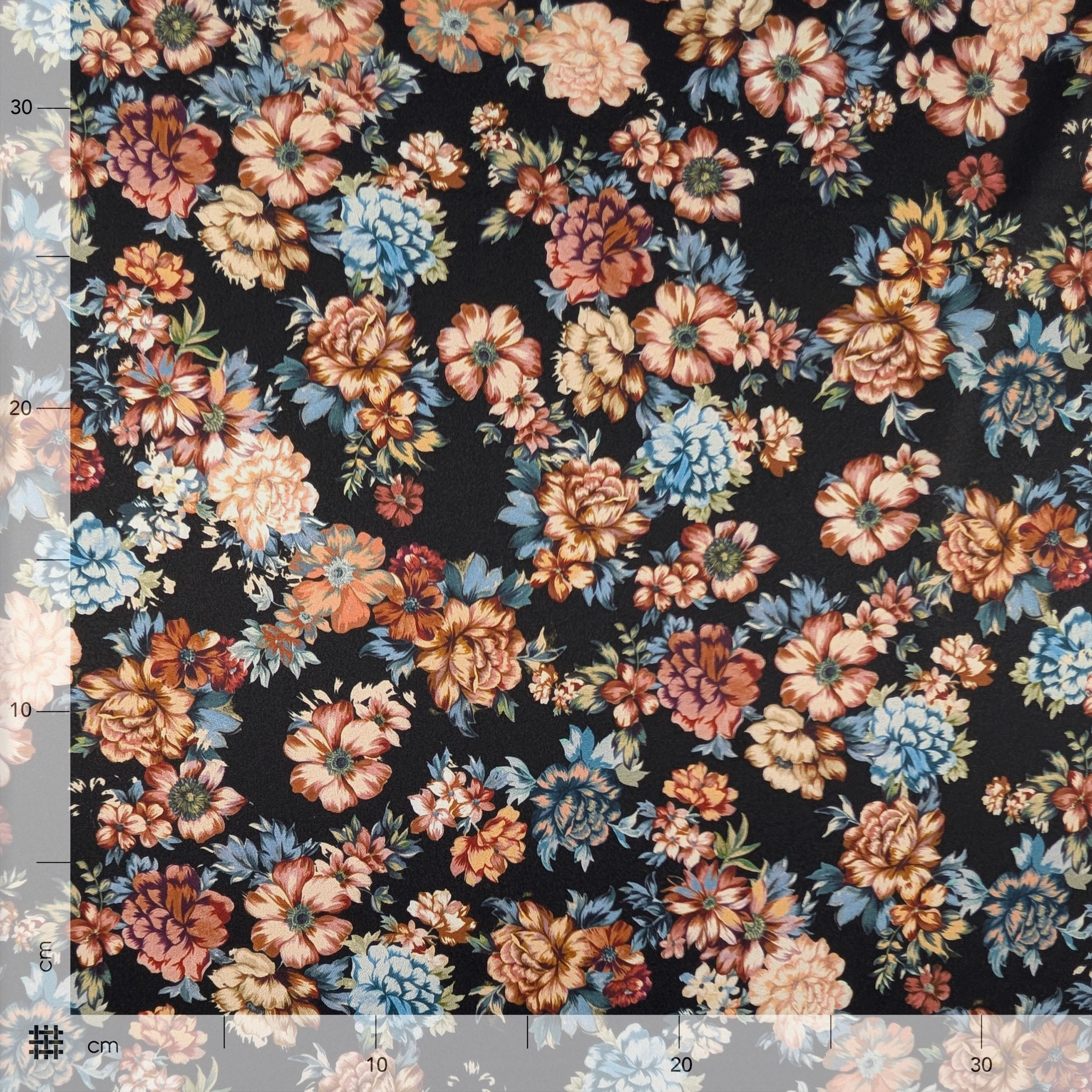Raso Setato Alta Moda Fiori Sfondo Nero Image