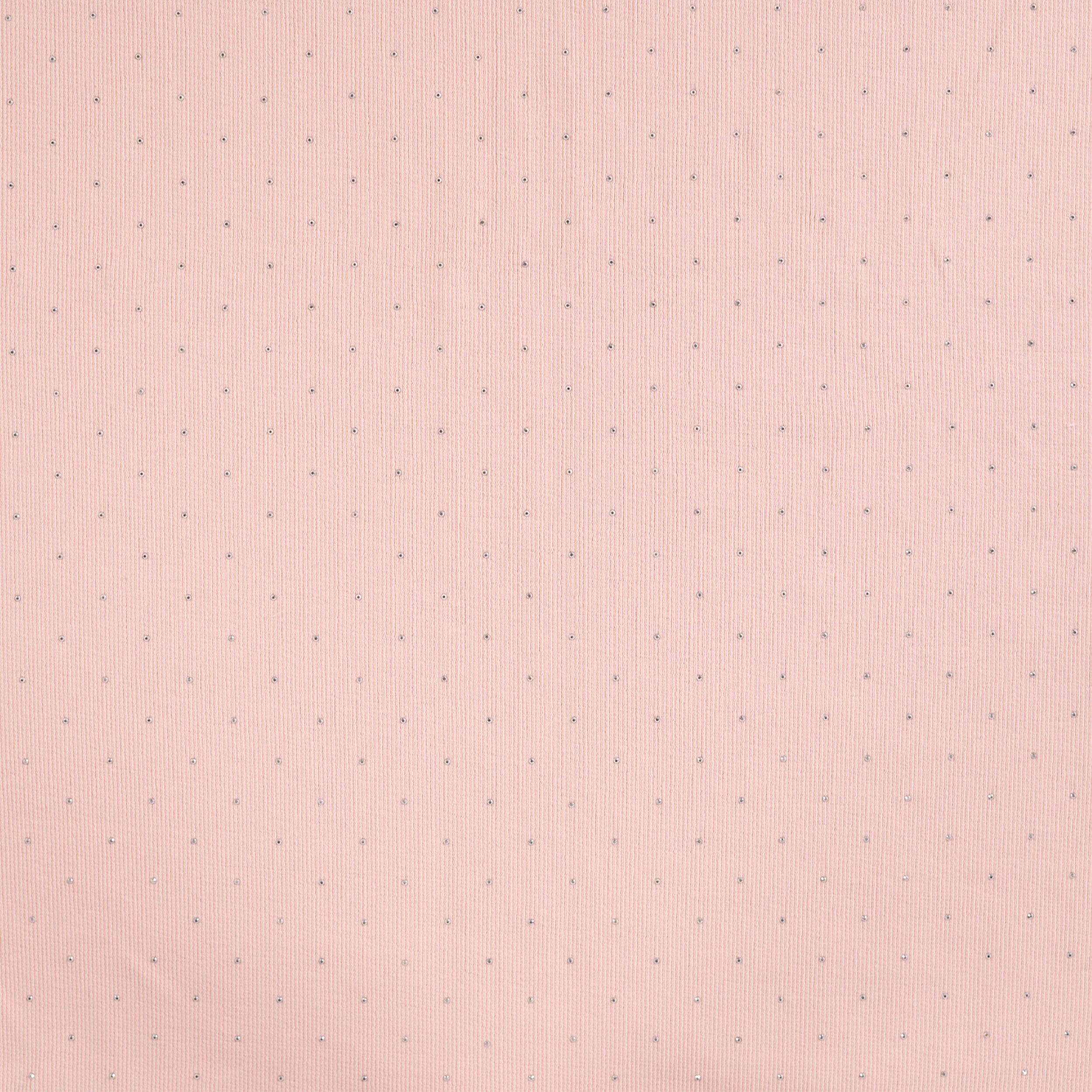 Jersey Cotone Costine Strass Rosa Image