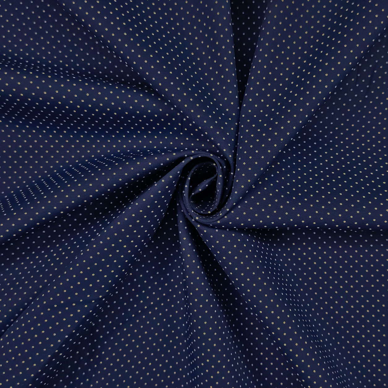 Tessuto-Cotone-per-Camicie-a-Pois-Mini-Sfondo-Blu