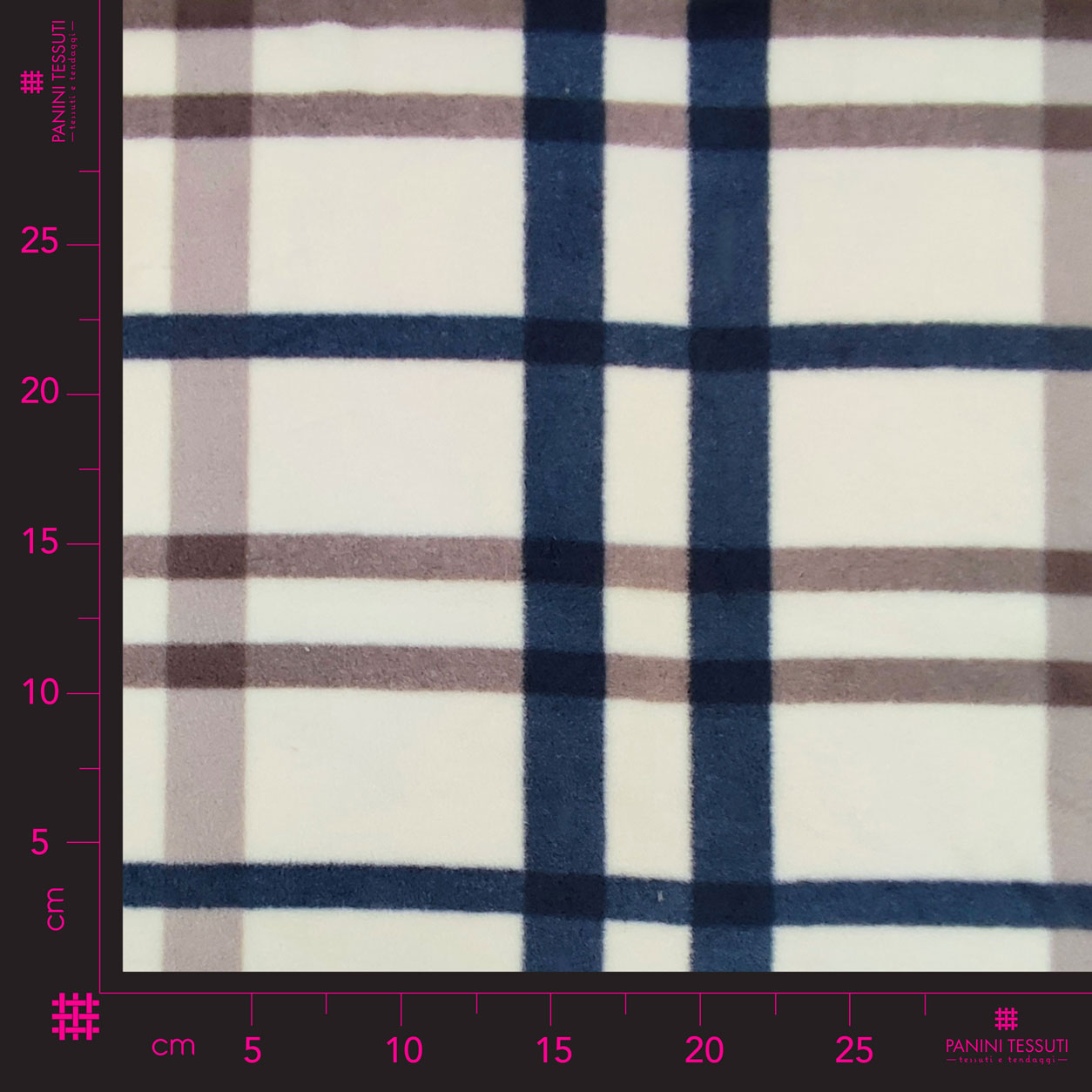 Tessuto pile quadri beige